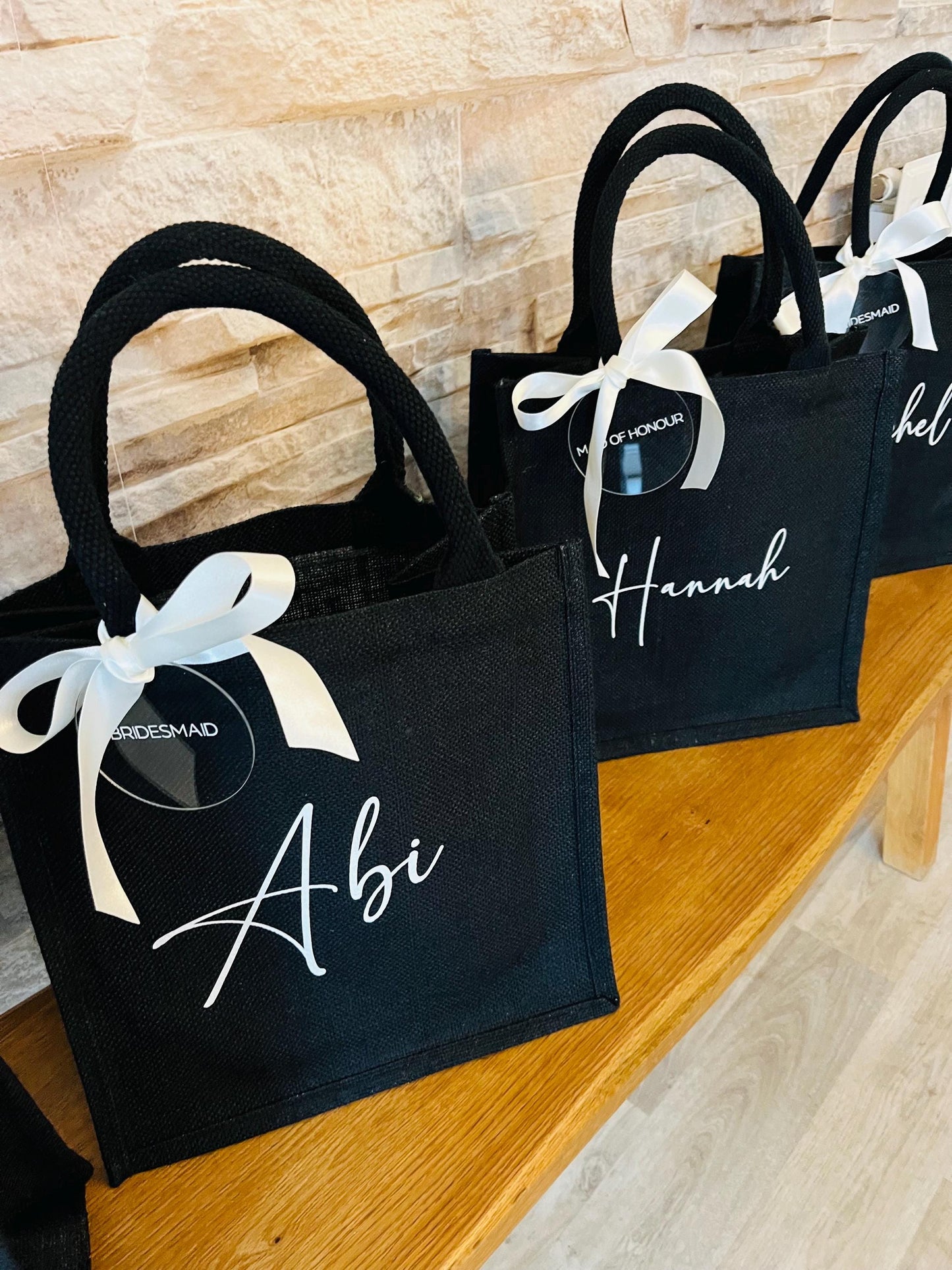 Personalised Jute Bag - Bridesmaid Gift Idea - Black