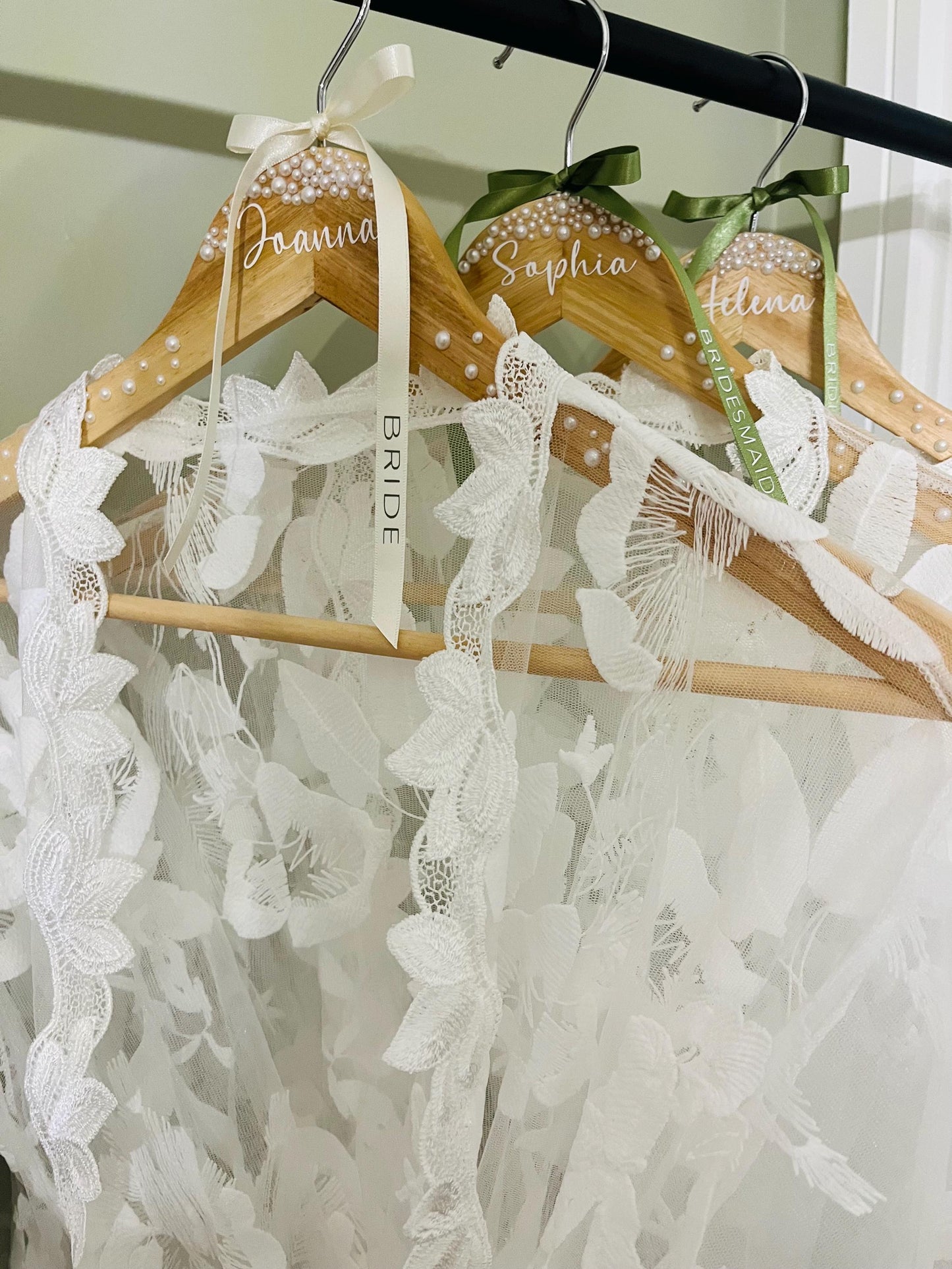 Personalised Pearl Wooden Bride / Bridesmaid Hanger