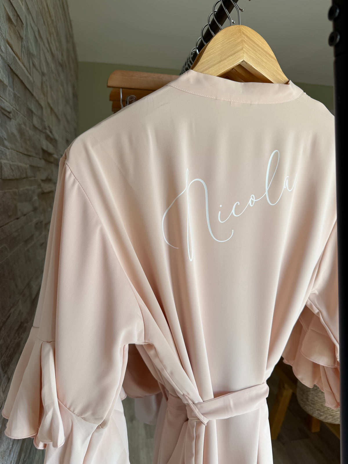 Personalised Ruffle Bridesmaid Robe | Satin Bride Wedding Dressing Gown
