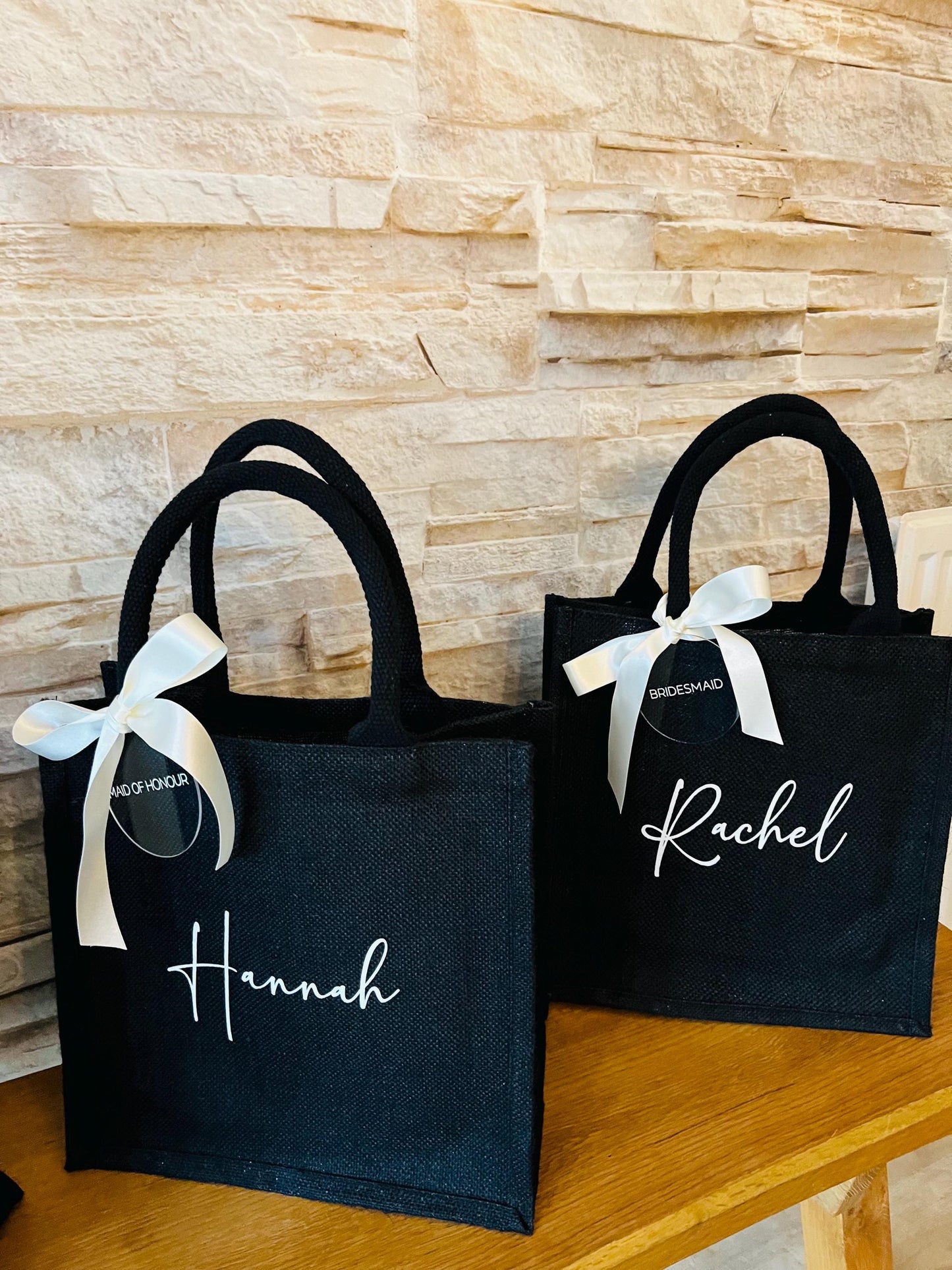 Personalised Jute Bag - Bridesmaid Gift Idea - Black
