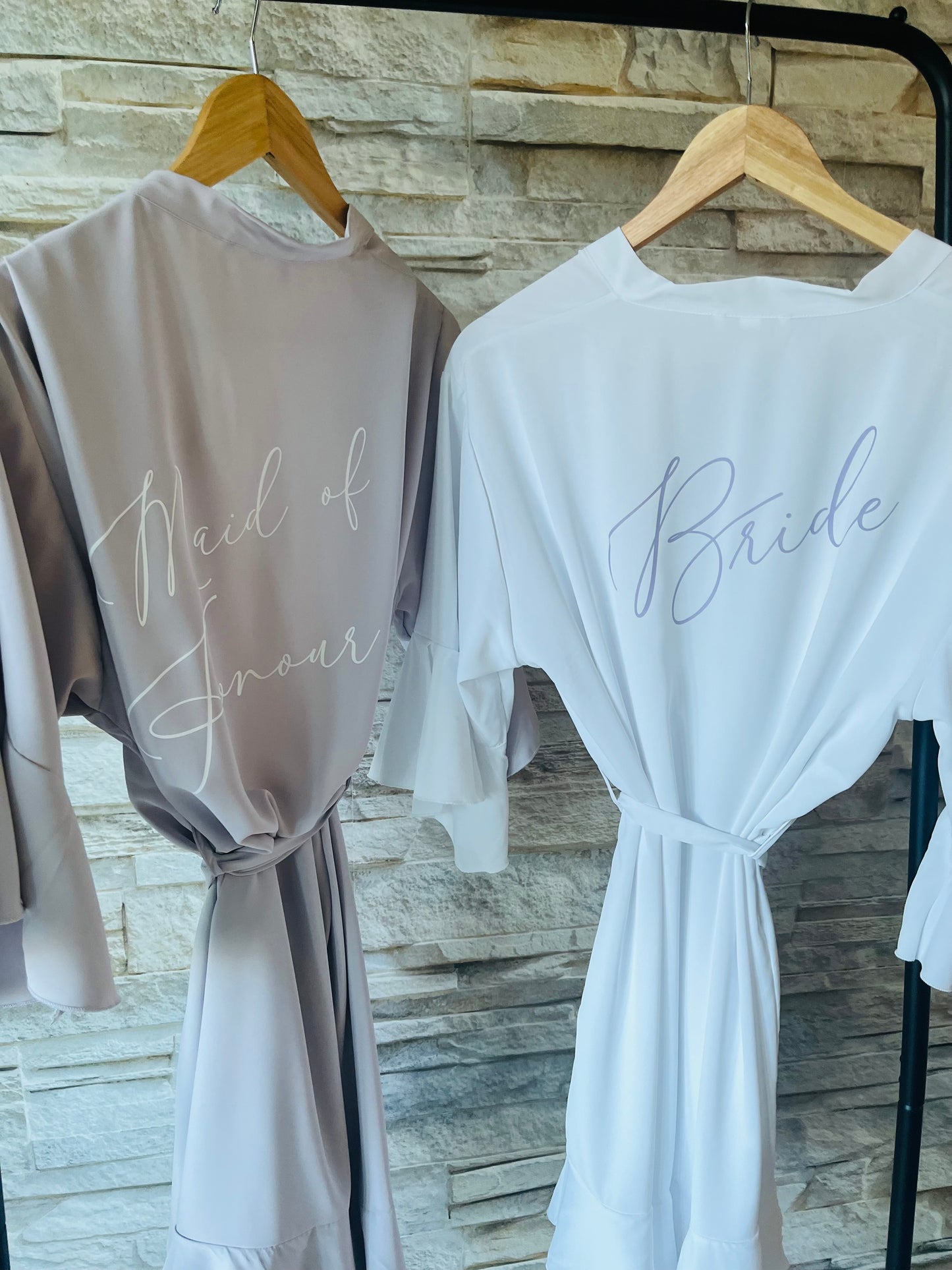 Lilac Ruffle Bridesmaid Robes - Bridesmaid personalised Robe - Maid of honour robe - Bride robe - Pastel Robe - Satin Robe
