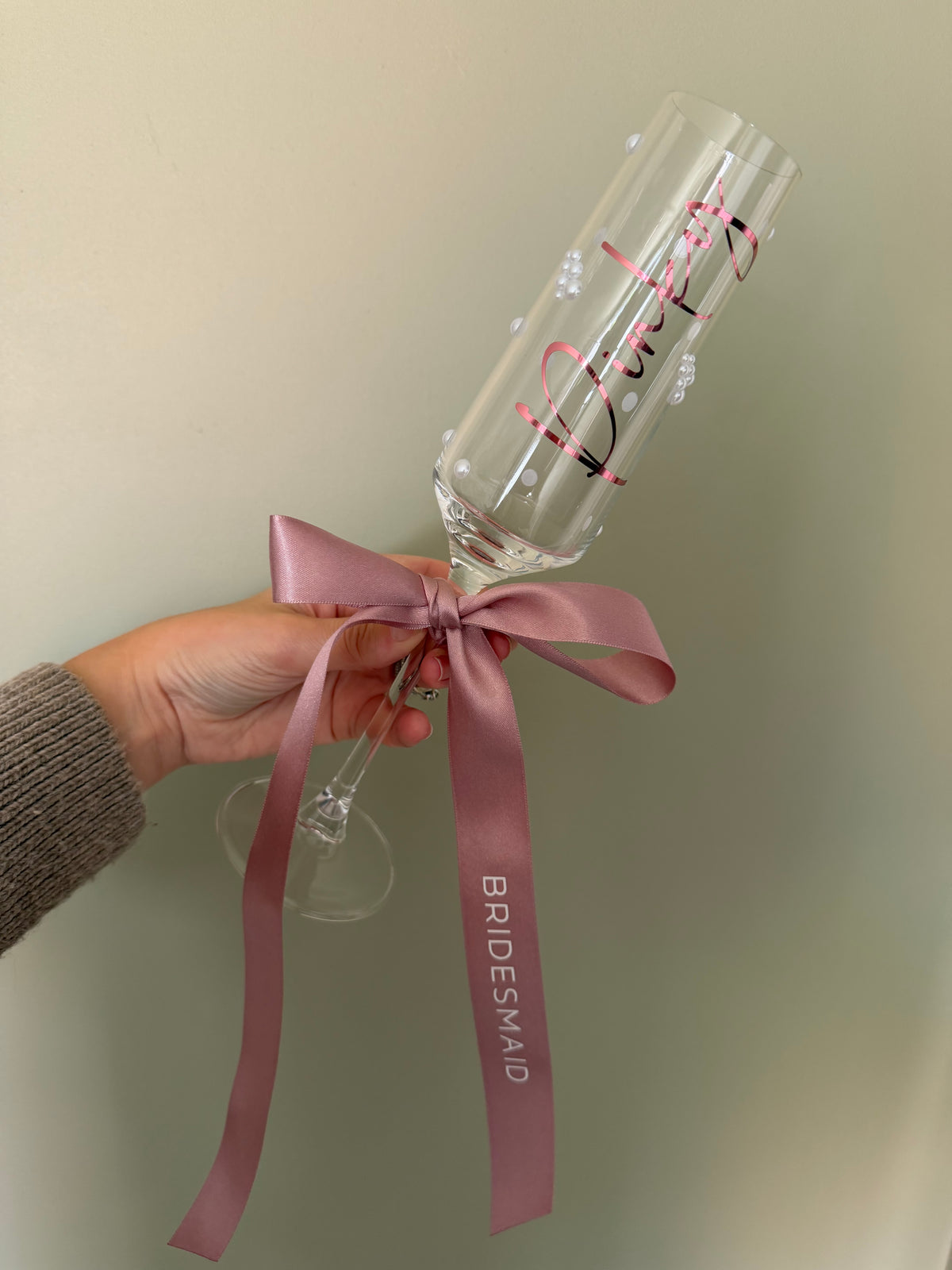Personalised Bridesmaid Champagne Glass | Pearl Glass
