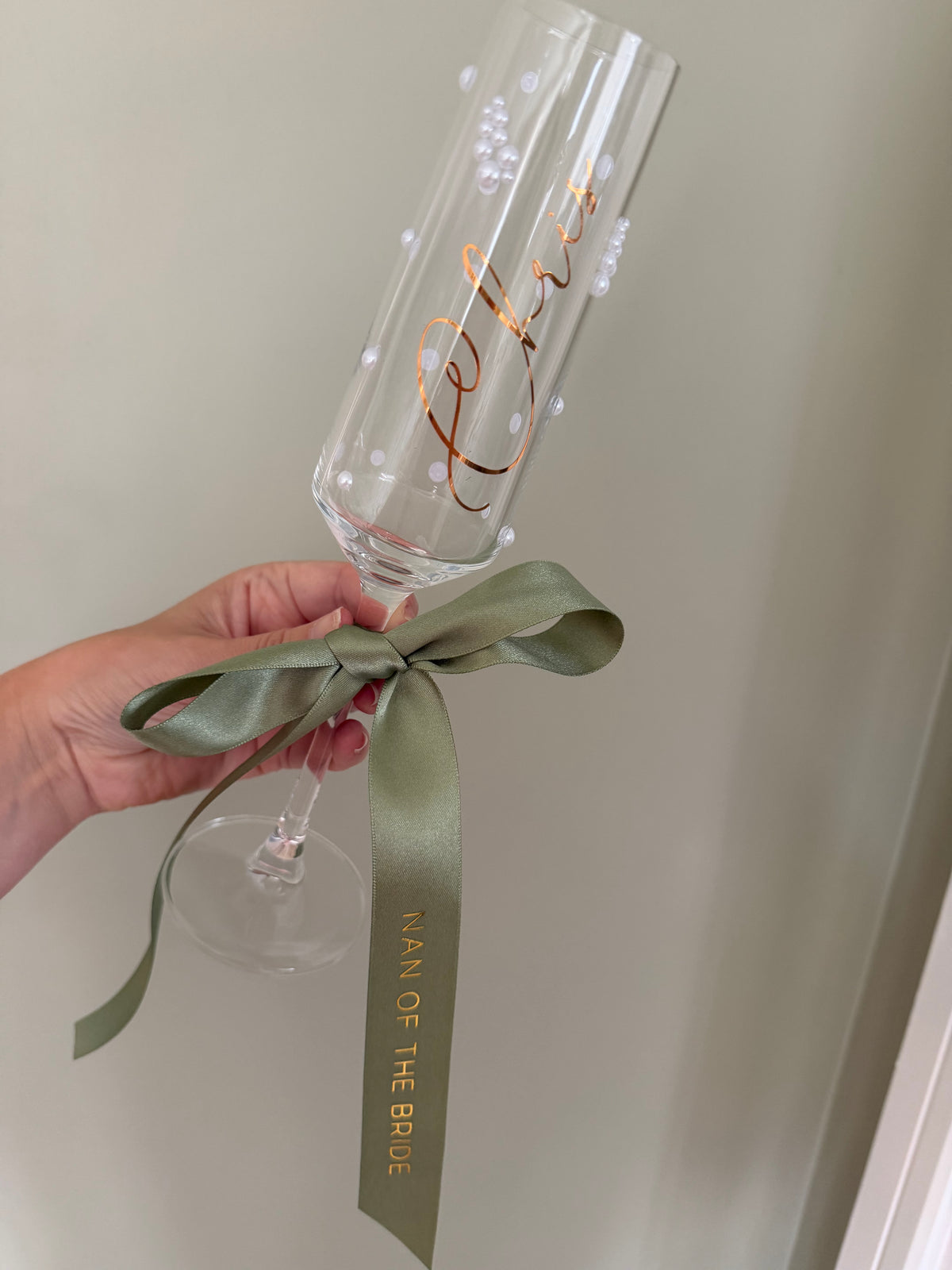 Personalised Bridesmaid Champagne Glass | Pearl Glass