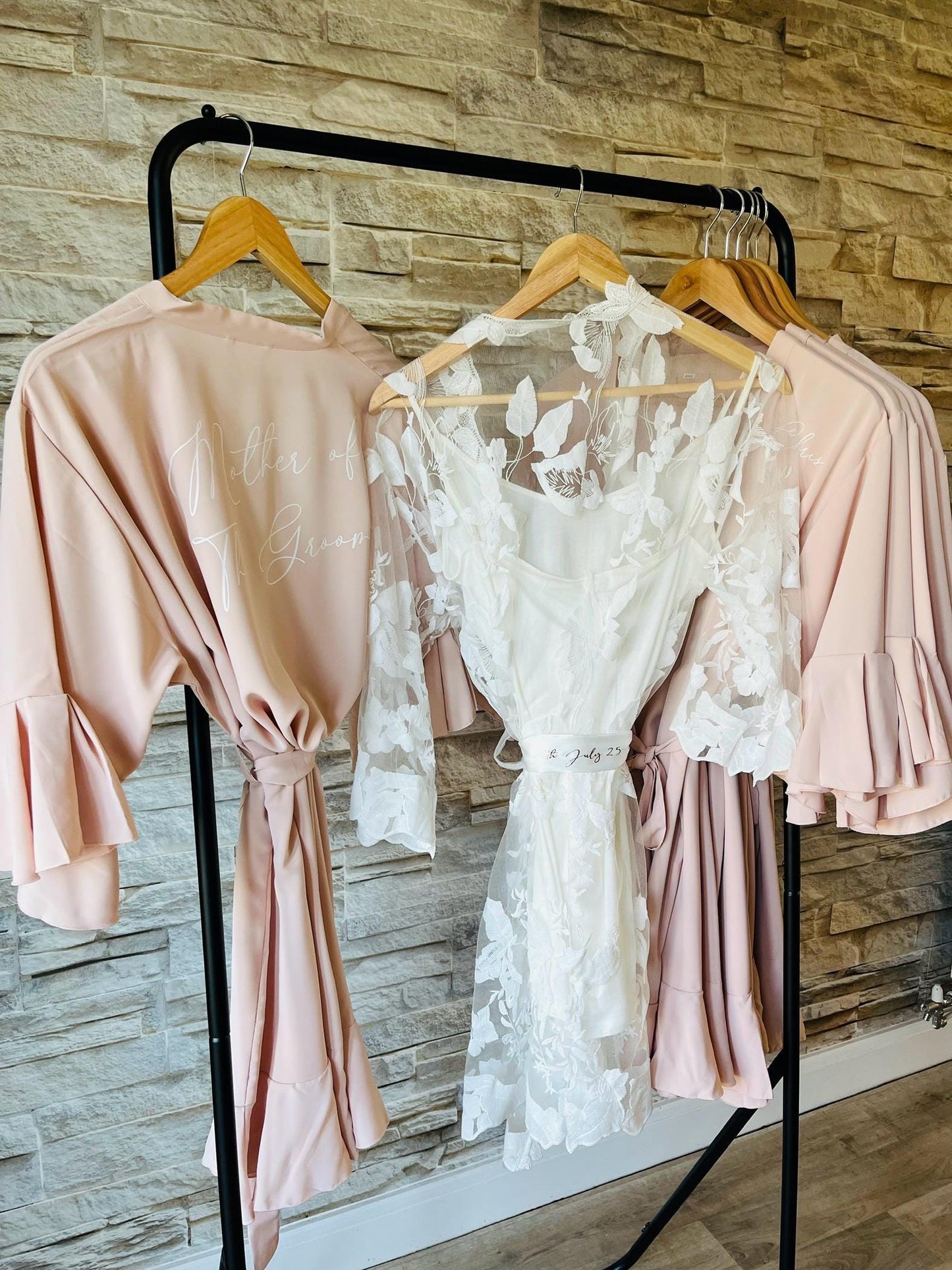 Blush Ruffle Satin Bridesmaid Robes