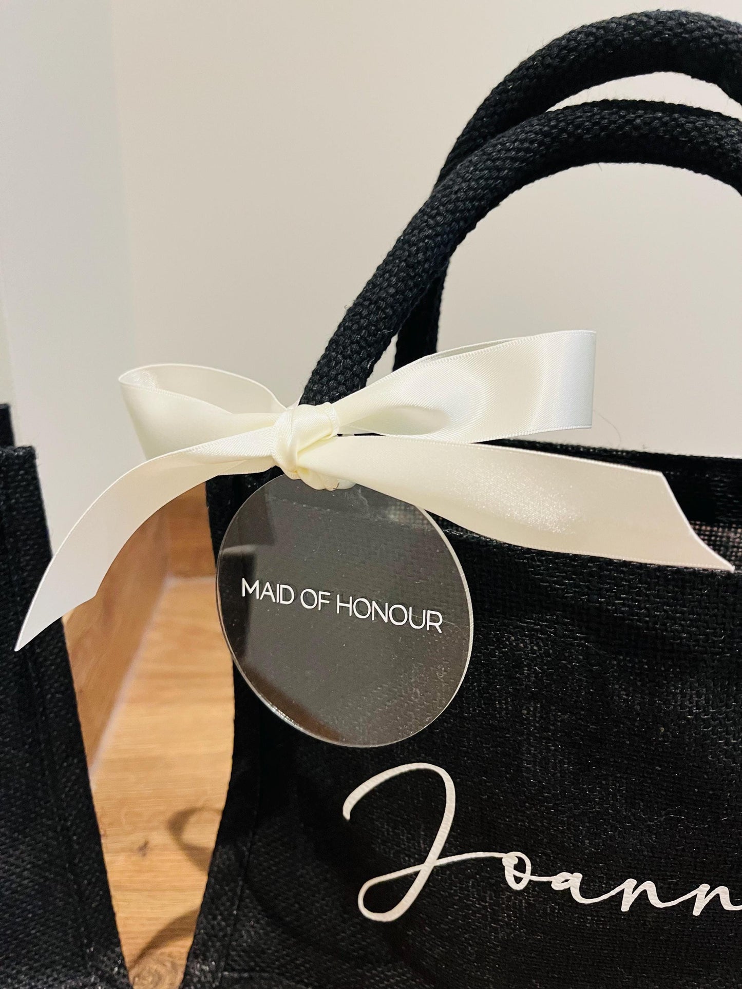 Personalised Jute Bag - Bridesmaid Gift Idea - Black
