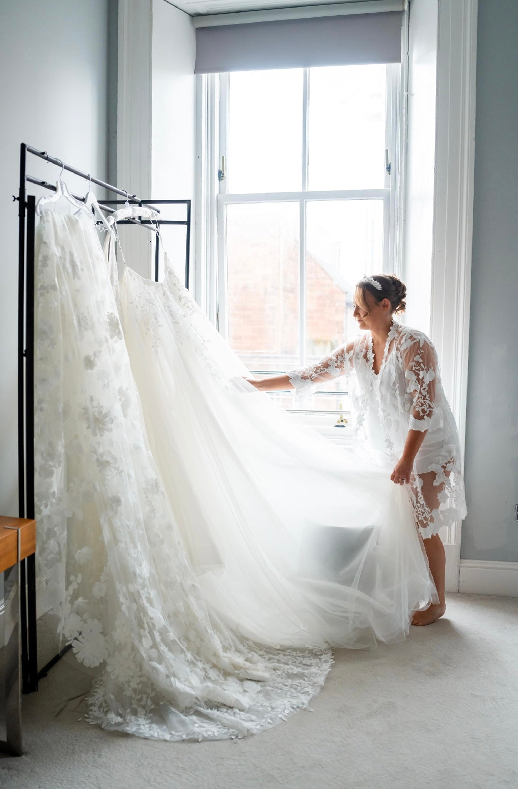 Personalised Lace Bridal Robe - with Inner Slip