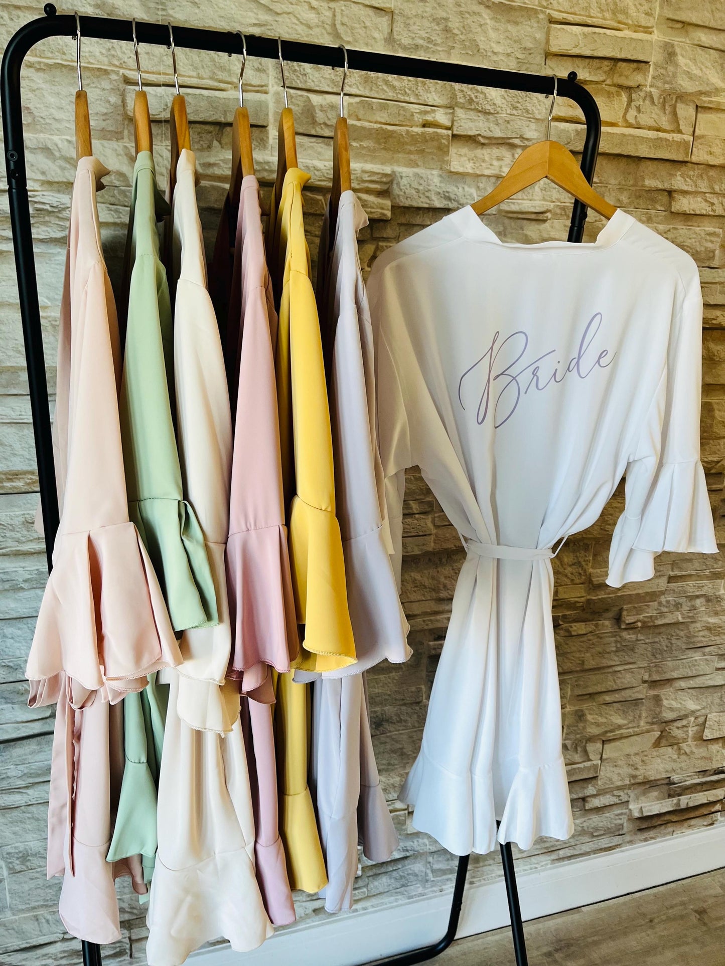 Blush Ruffle Satin Bridesmaid Robes