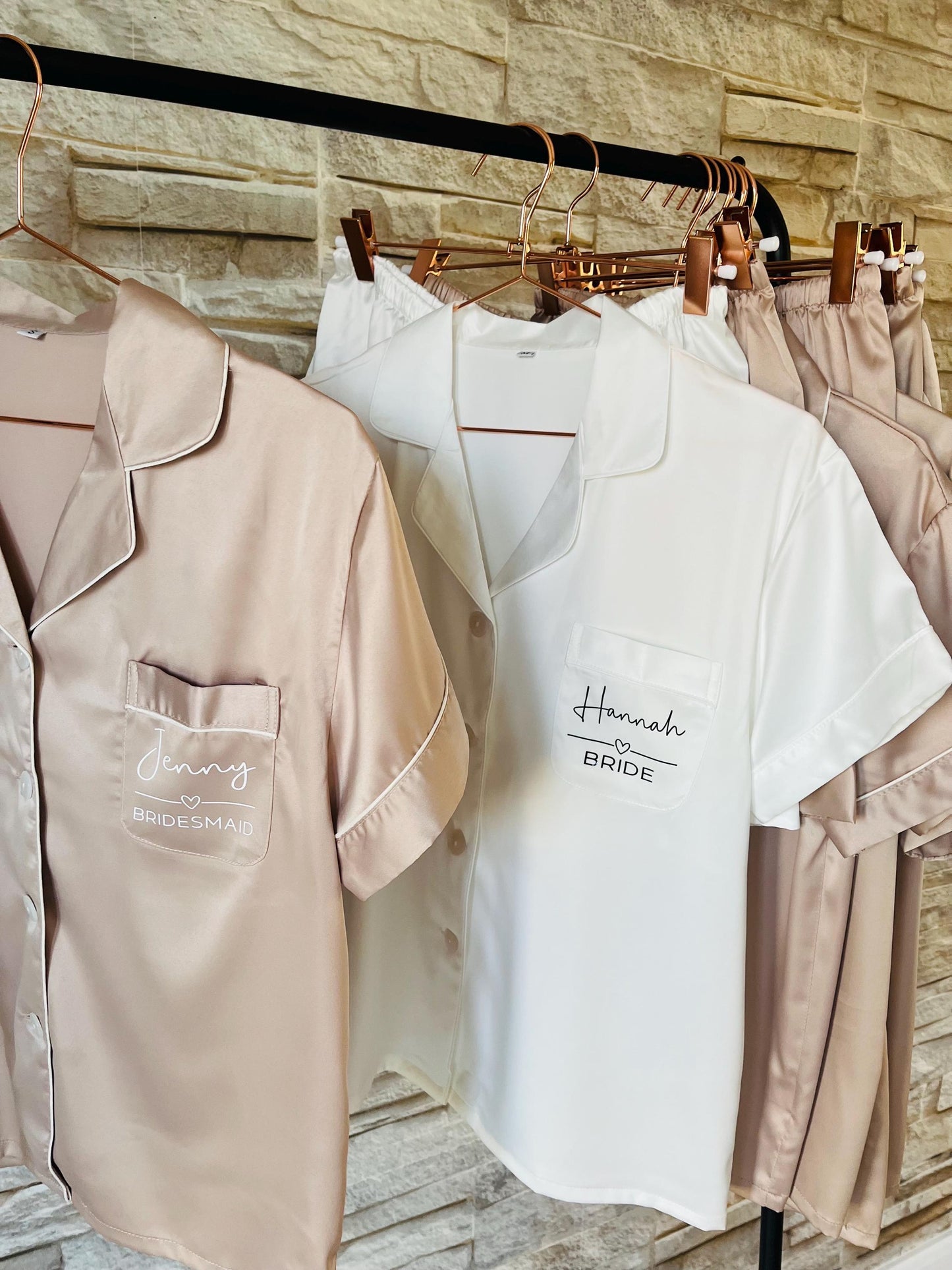 Bridesmaid Soft Satin Pjs - Text Design