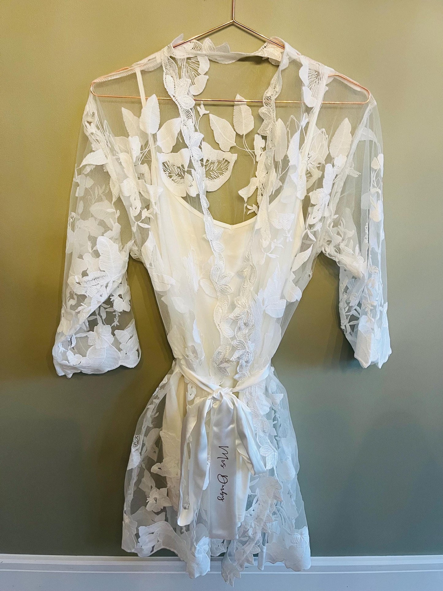 Personalised Lace Style Bride Robe - With Inner Soft Slip