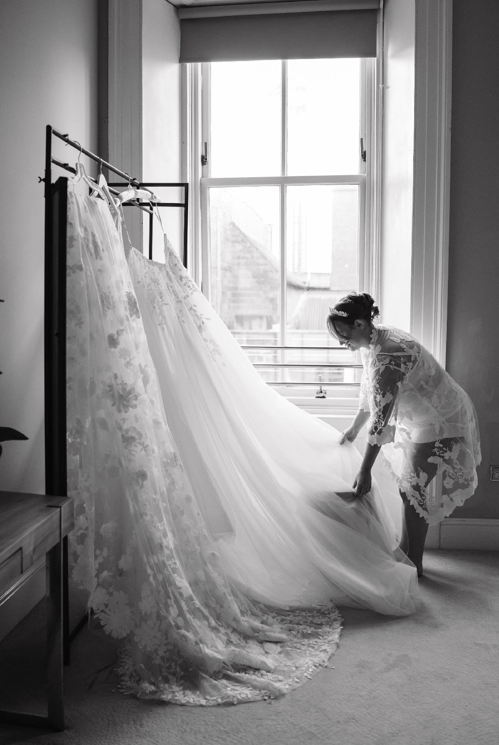 Personalised Lace Bridal Robe - with Inner Slip