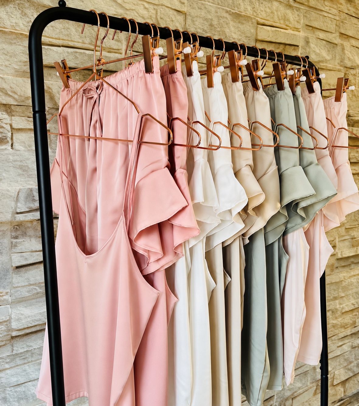Bridesmaid Ruffle Cami Pjs - Pastel Initial Design