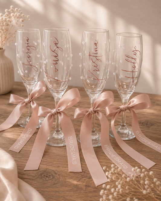 Bridesmaid Pearl Flute Glasses