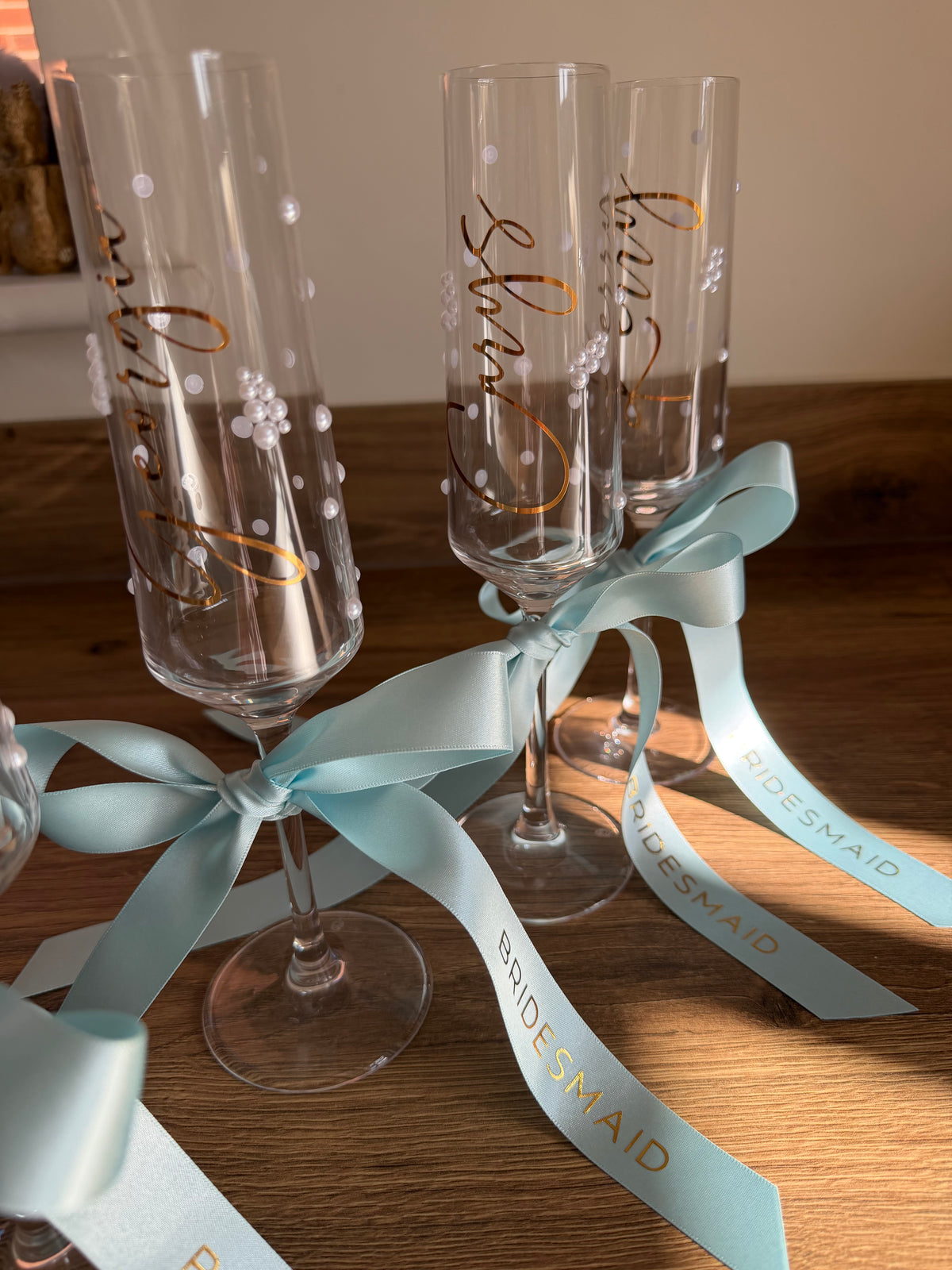 Personalised Bridesmaid Champagne Glass | Pearl Glass