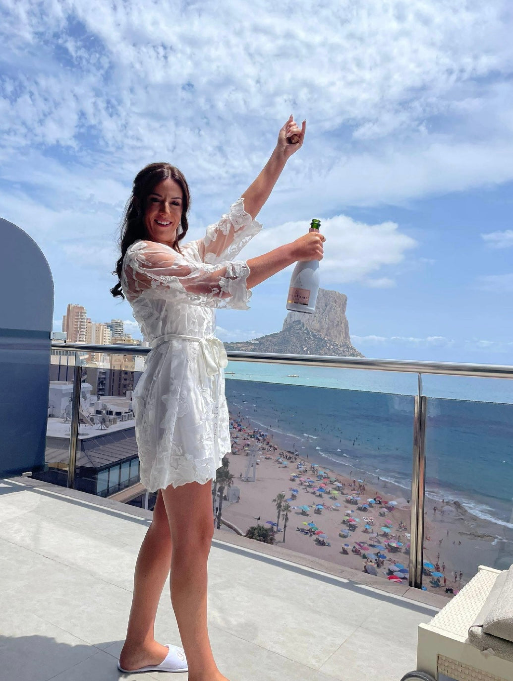 Personalised Lace Style Bride Robe - With Inner Soft Slip