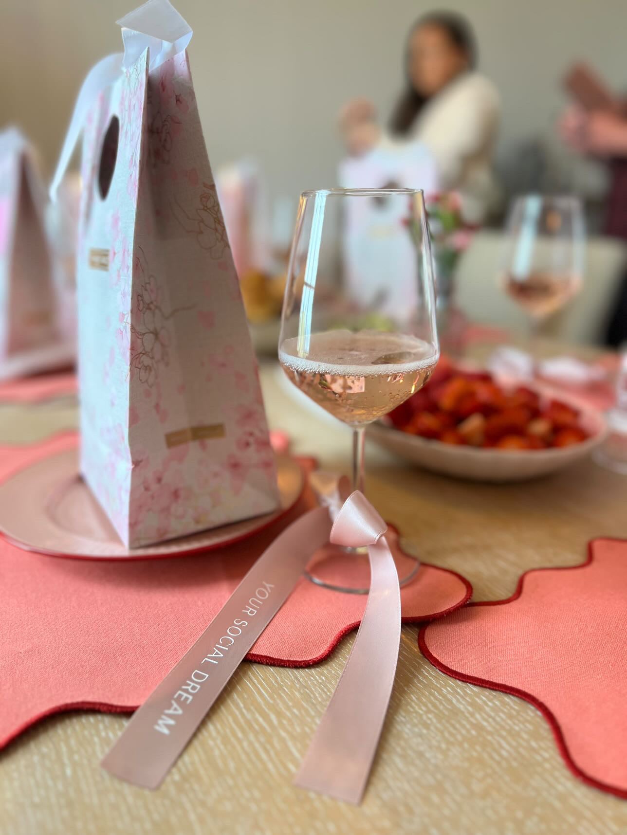 Nude Pink Bridesmaid Personalised Ribbons for Champagne Coupe