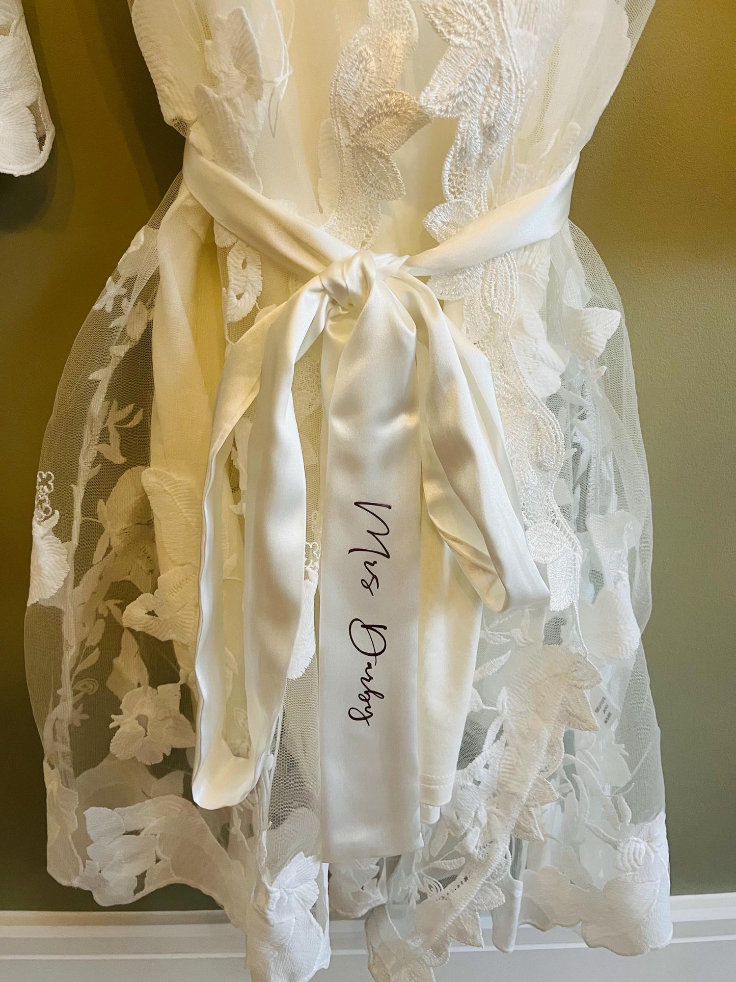 Personalised Lace Style Bride Robe - With Inner Soft Slip