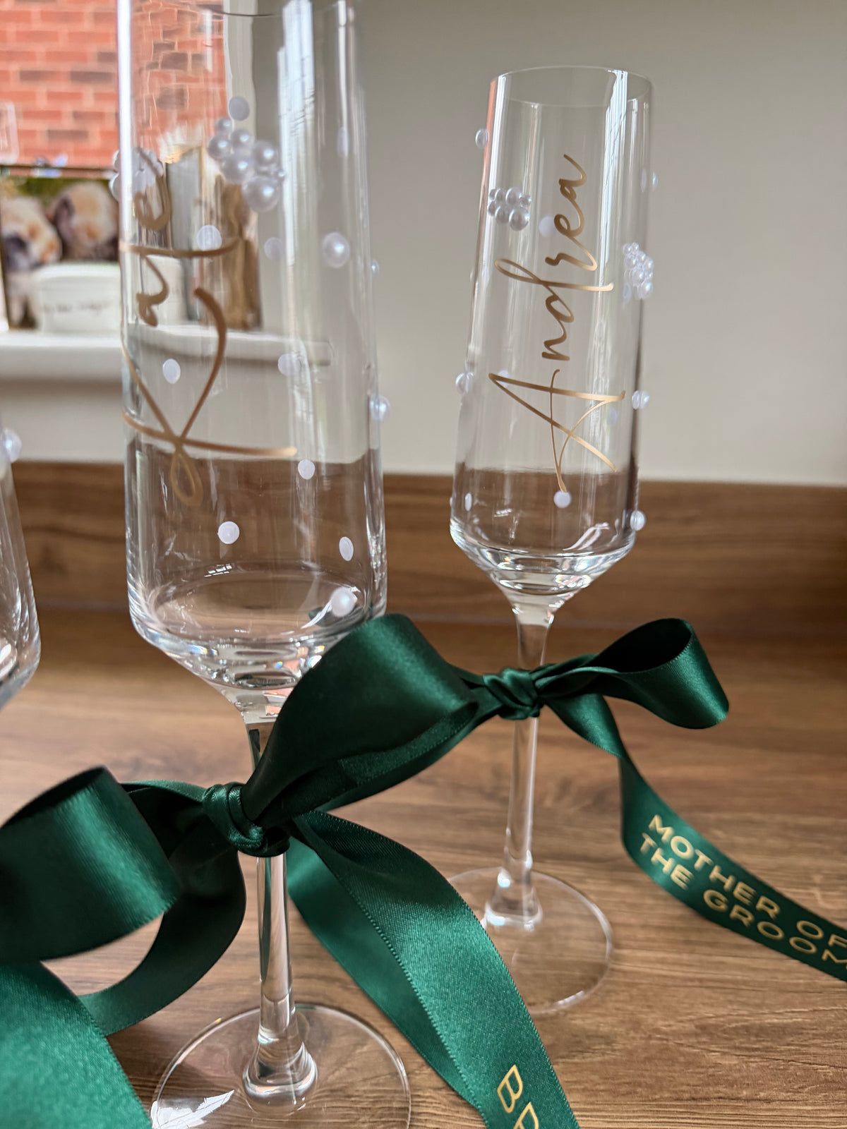 Personalised Bridesmaid Champagne Glass | Pearl Glass