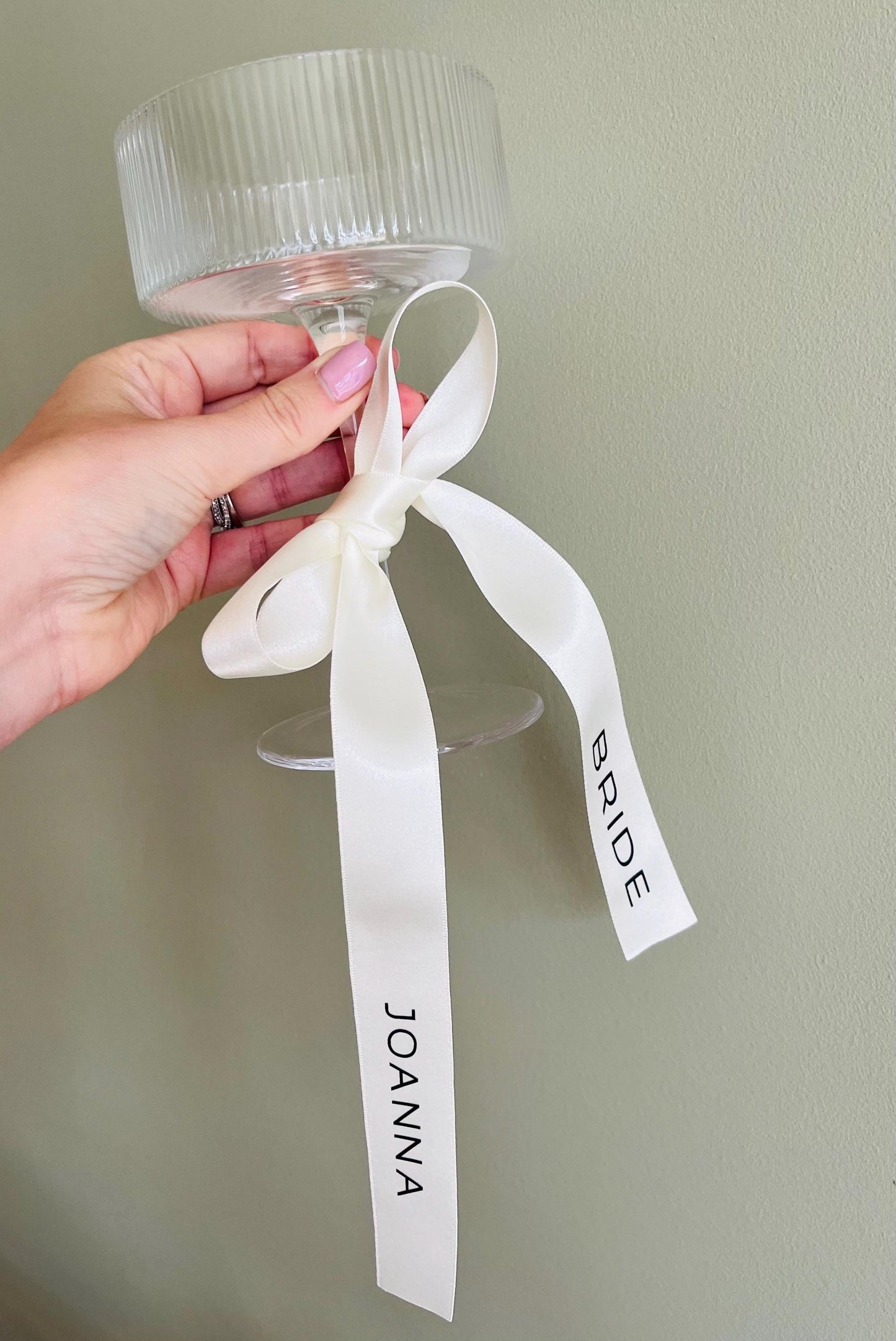 Personalised Gold Ribbon For Champagne Coupe Glass - Bridesmaid Gift - Bridesmaid flute - Personalised Ribbons - Bride Ribbon