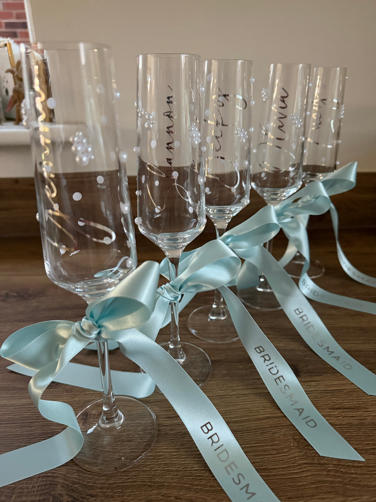 Personalised Bridesmaid Champagne Glass | Pearl Glass