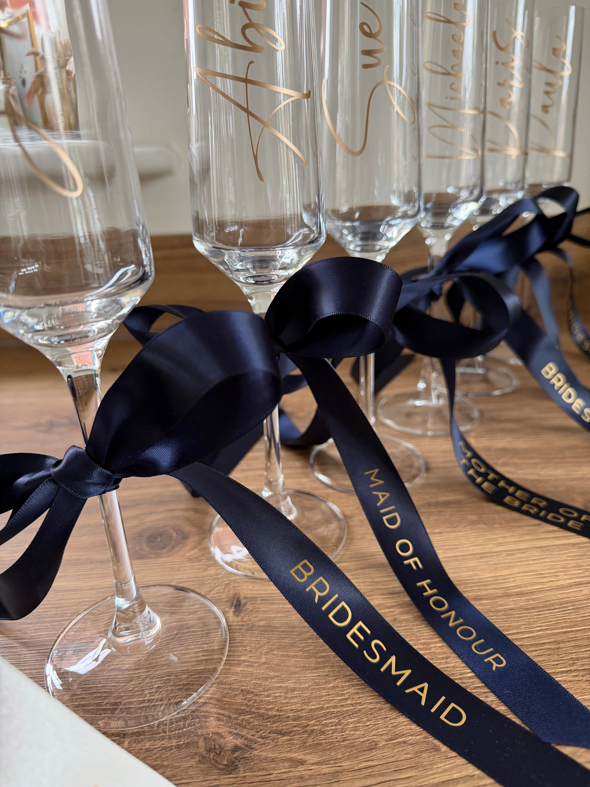 Personalised Bridesmaid Champagne Glass | Pearl Glass
