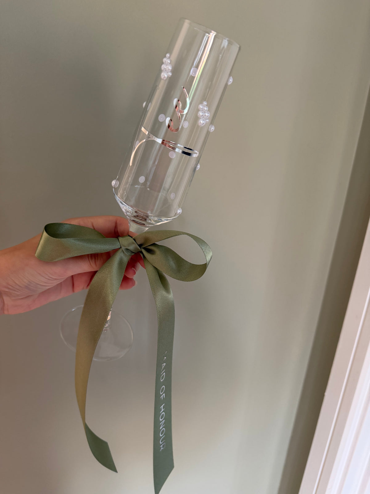 Personalised Bridesmaid Champagne Glass | Pearl Glass
