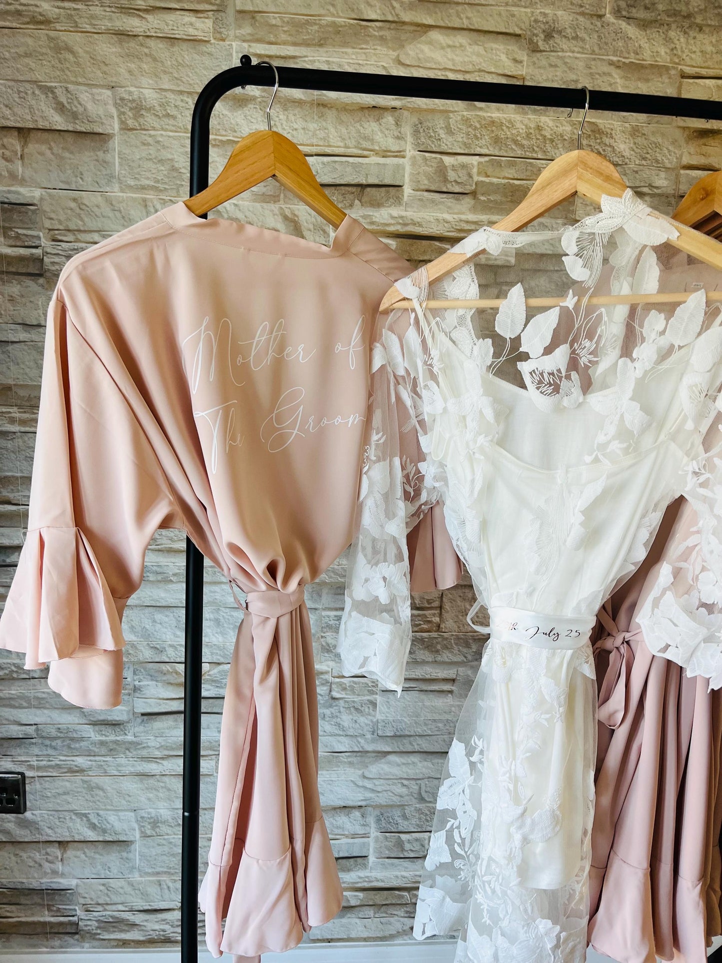 Blush Ruffle Satin Bridesmaid Robes