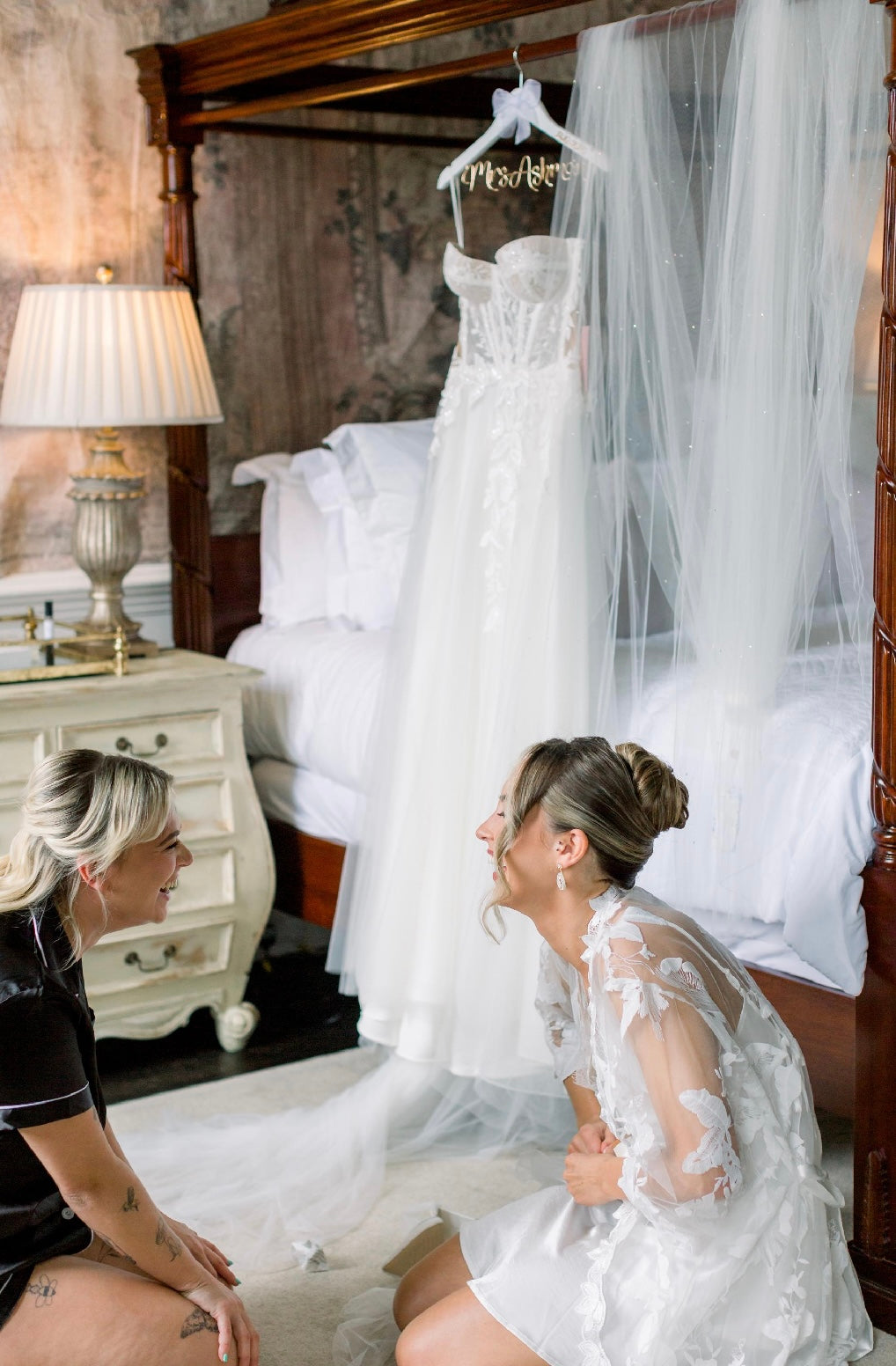Personalised Lace Bridal Robe - with Inner Slip