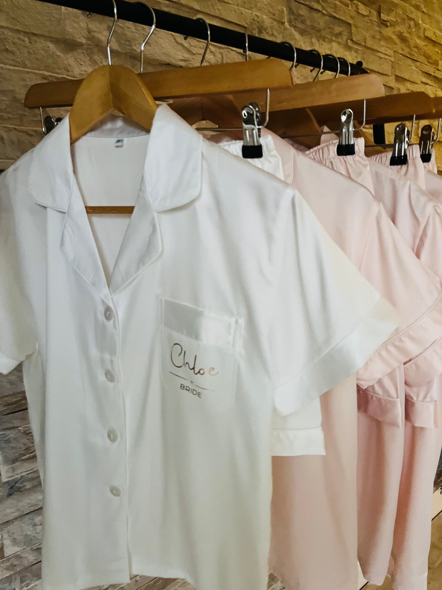 Bridesmaid Soft Satin Pjs - Text Design