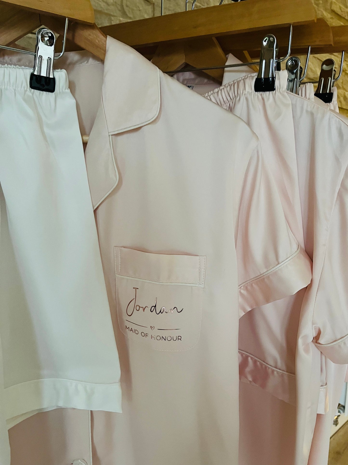 Bridesmaid Soft Satin Pjs - Text Design