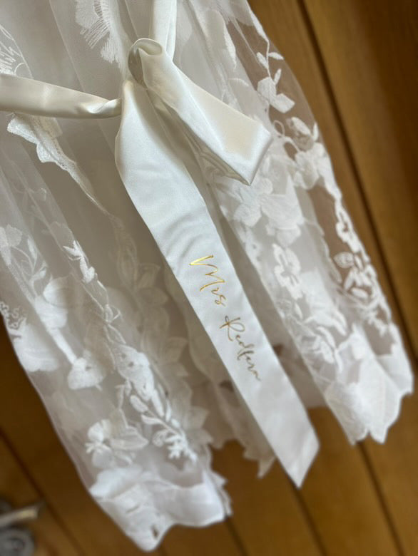Personalised Lace Bridal Robe - with Inner Slip