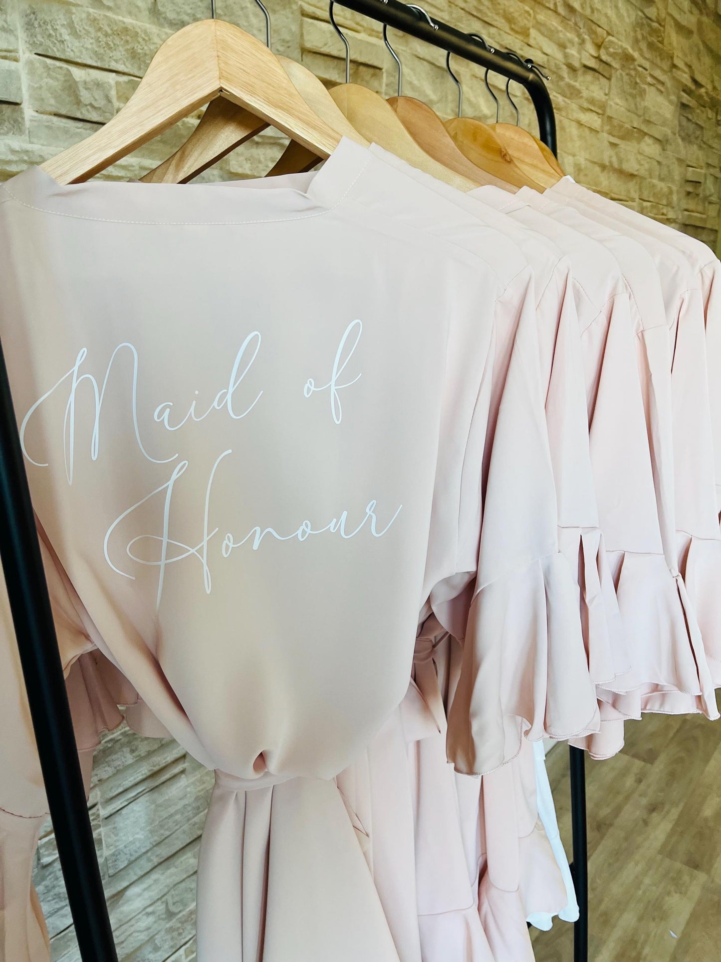 Blush Ruffle Satin Bridesmaid Robes