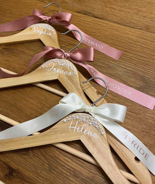 Personalised Pearl embellished Bride / Bridesmaid Hanger