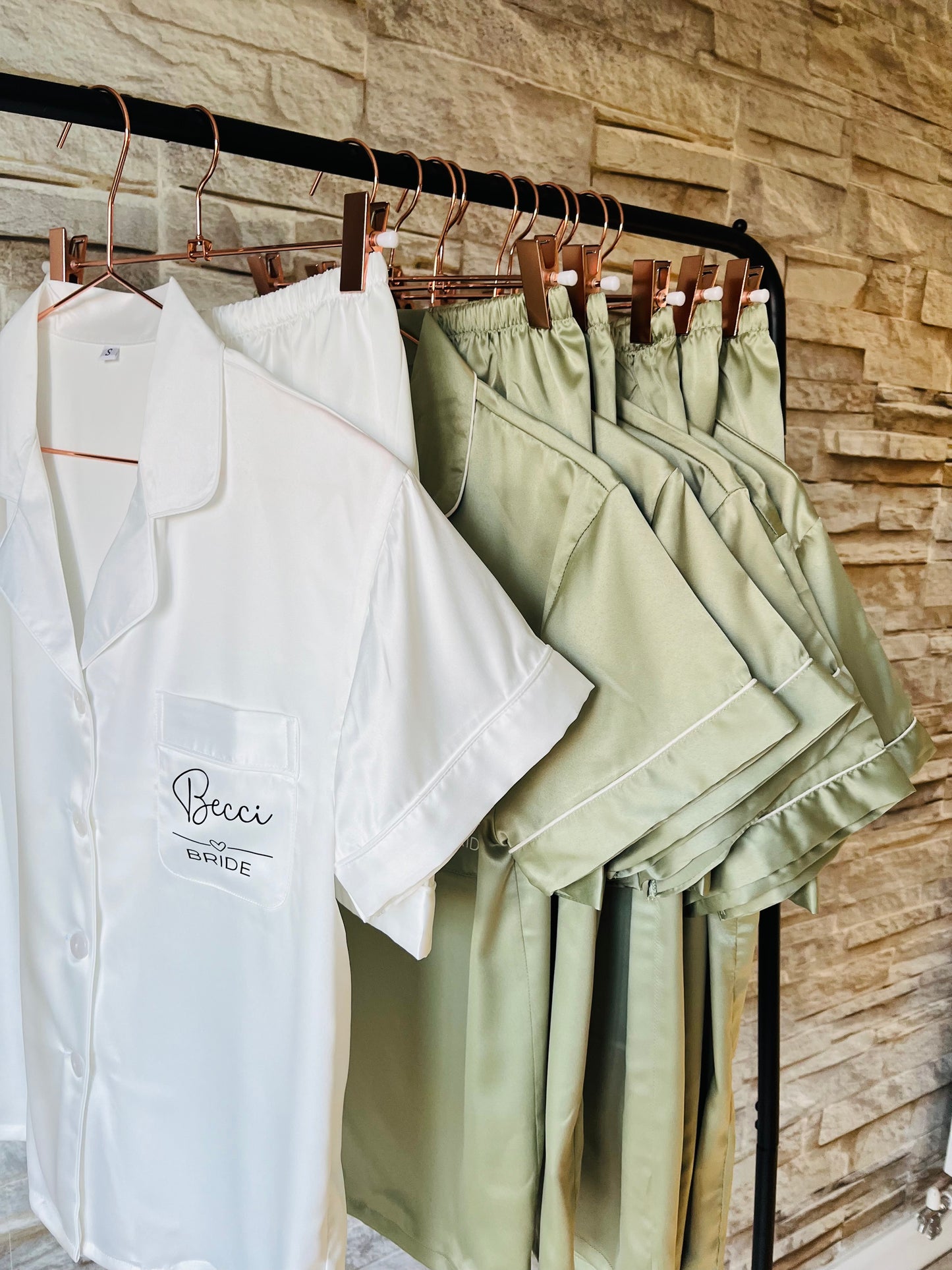 Bridesmaid Soft Satin Pjs - Text Design