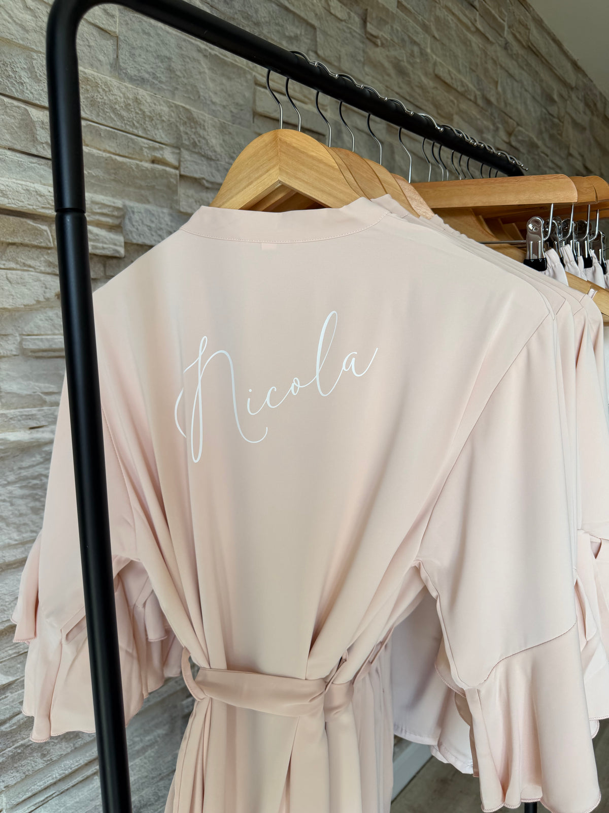 Personalised Ruffle Bridesmaid Robe | Satin Bride Wedding Dressing Gown