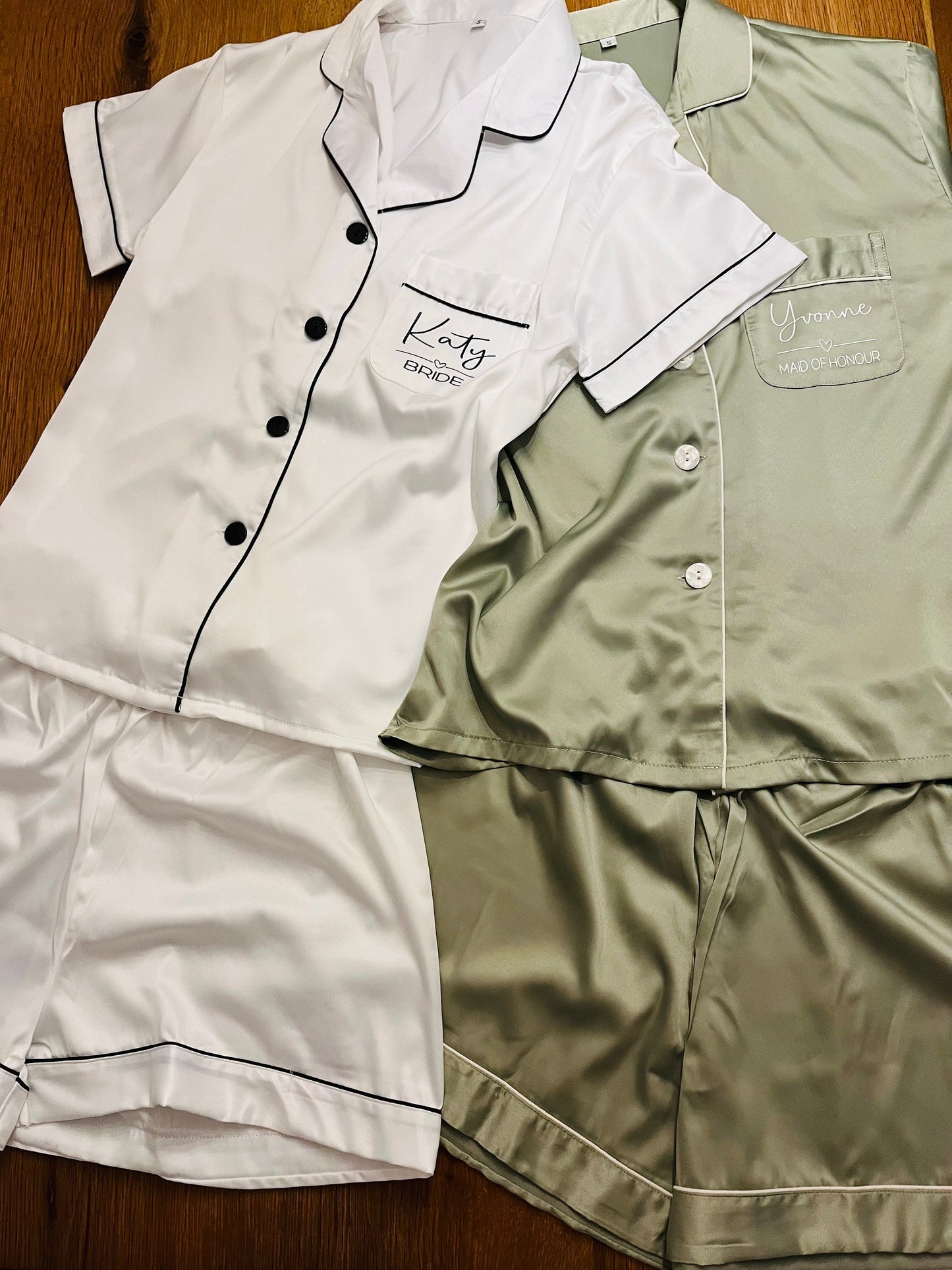 Bridesmaid Soft Satin Pjs - Text Design