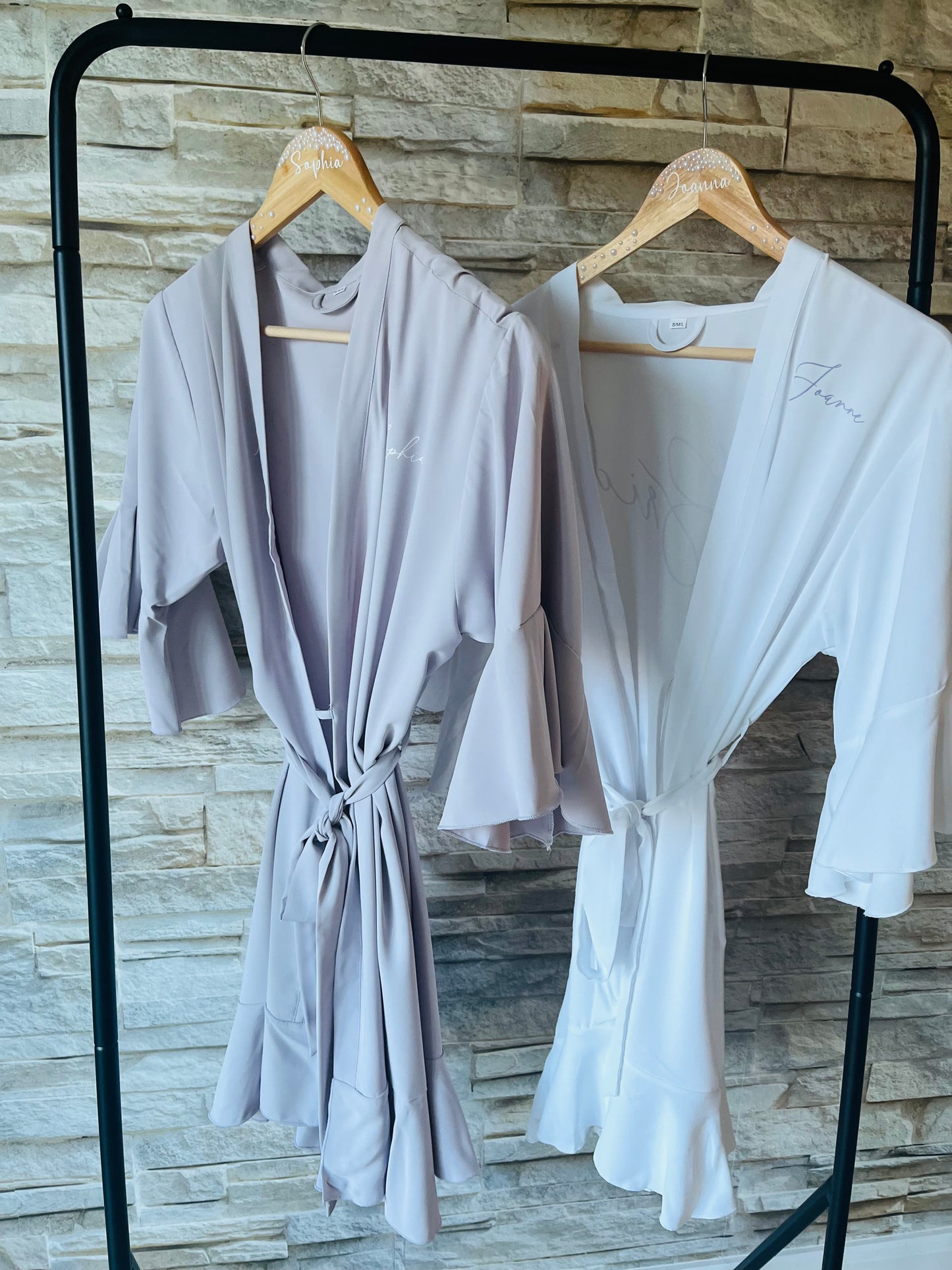 Lilac Ruffle Bridesmaid Robes - Bridesmaid personalised Robe - Maid of honour robe - Bride robe - Pastel Robe - Satin Robe
