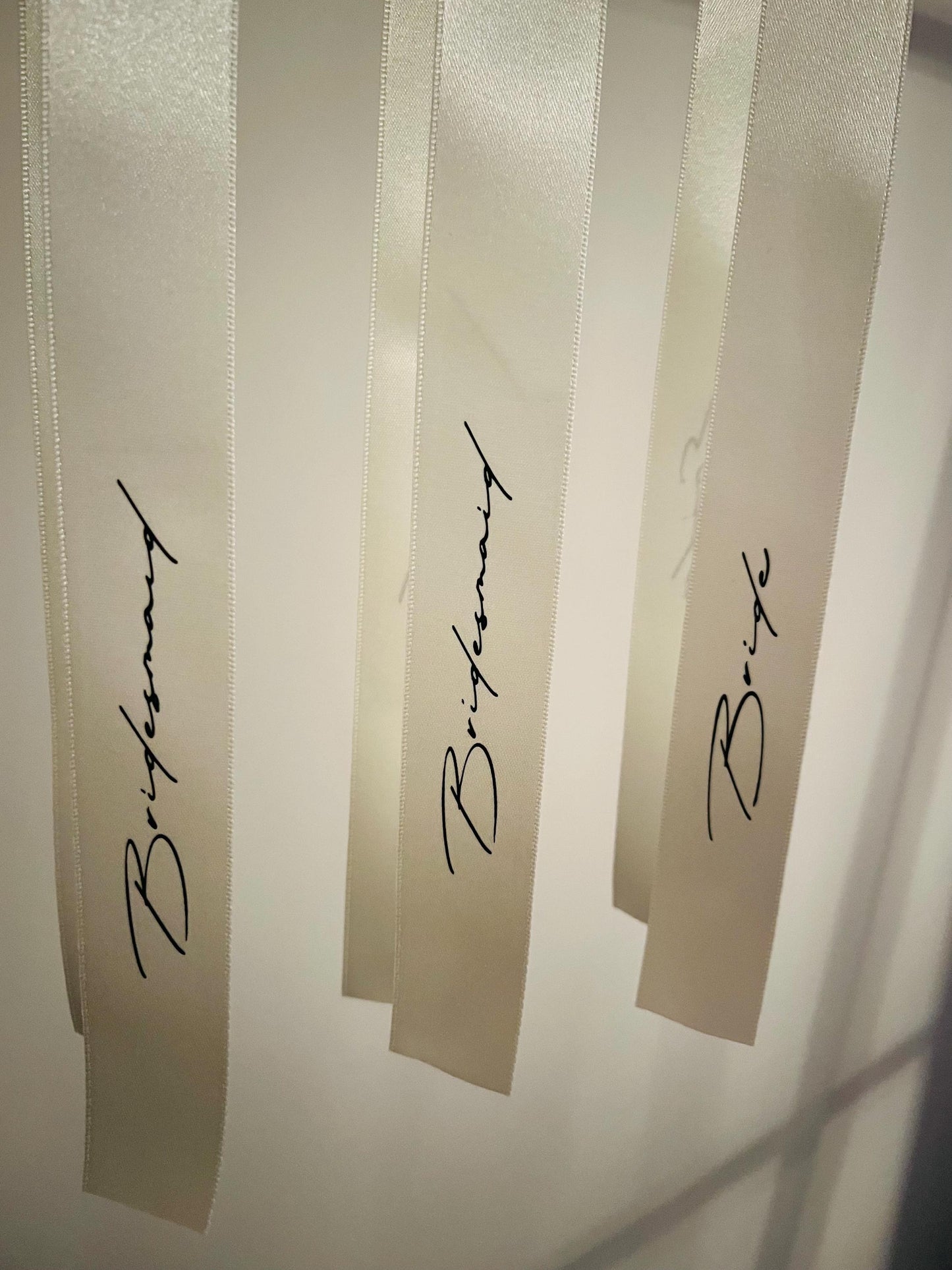 Nude Pink Bridesmaid Personalised Ribbons for Champagne Coupe