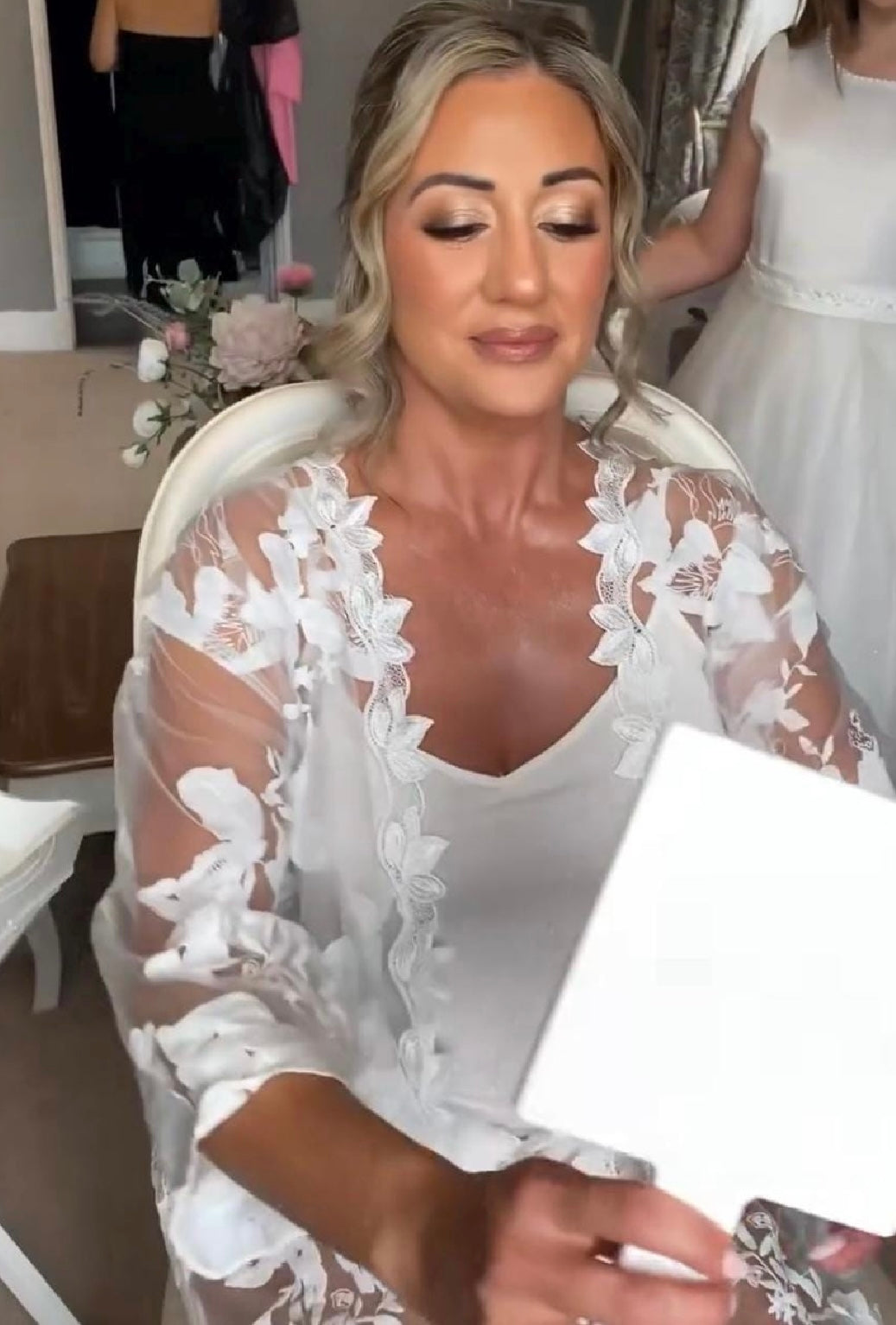 Personalised Lace Bridal Robe - with Inner Slip