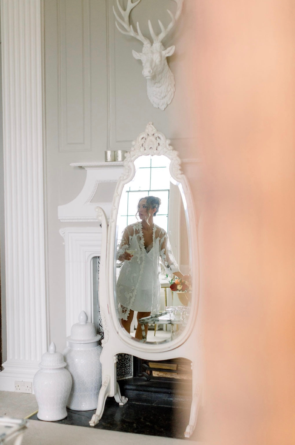 Personalised Lace Bridal Robe - with Inner Slip