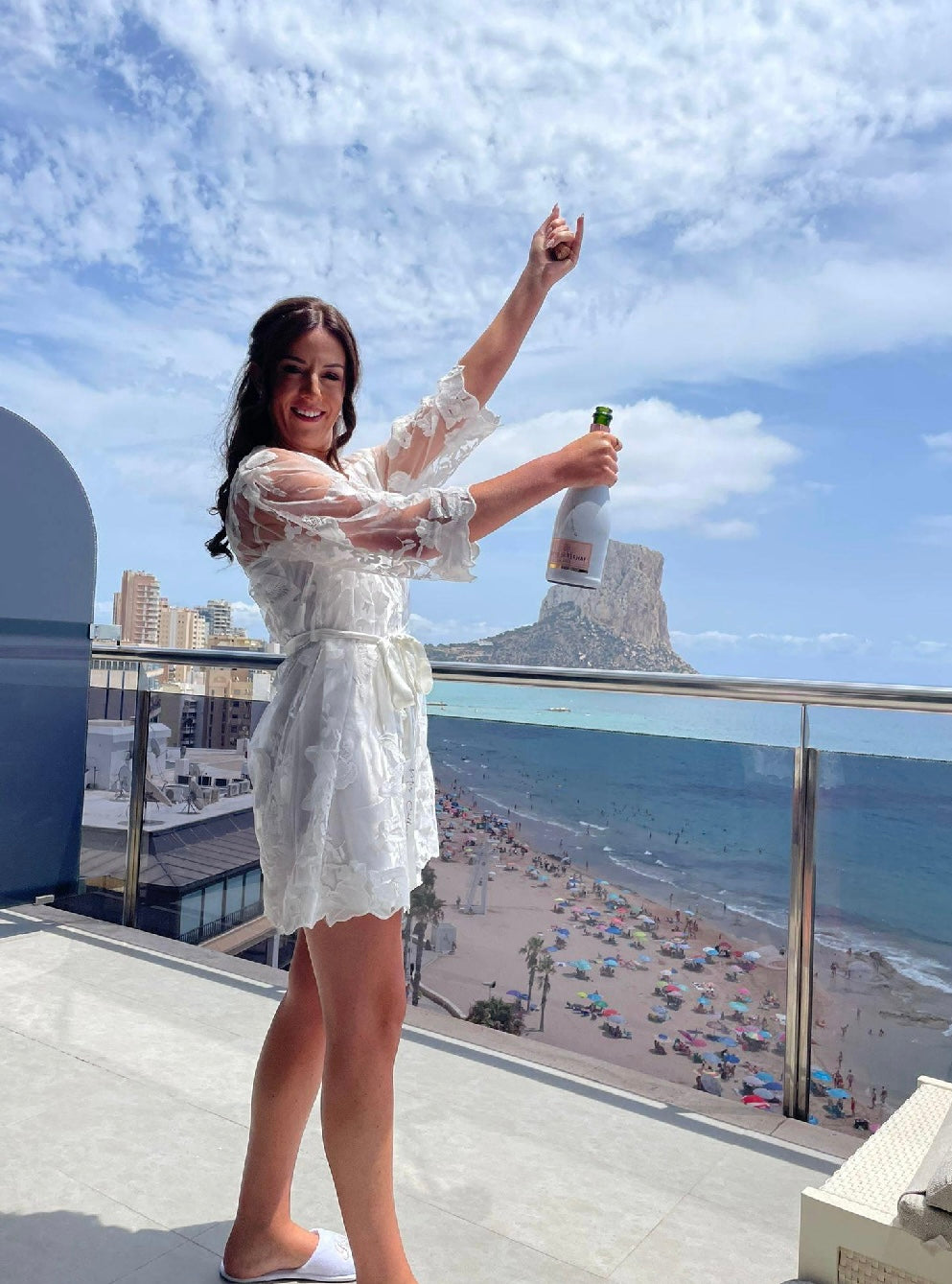 Personalised Lace Bridal Robe - with Inner Slip