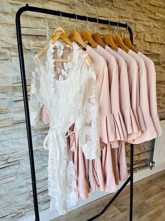 Blush Ruffle Satin Bridesmaid Robes