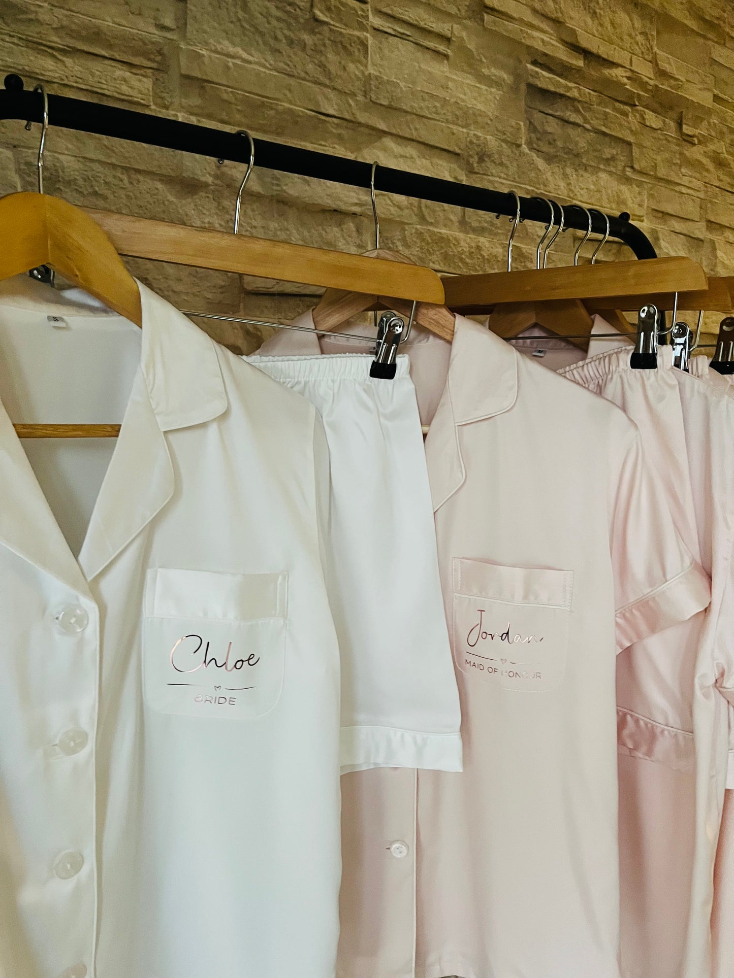 Bridesmaid Soft Satin Pjs - Text Design