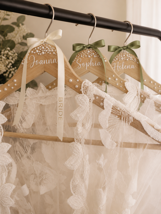 Personalised Pearl Wooden Bride / Bridesmaid Hanger