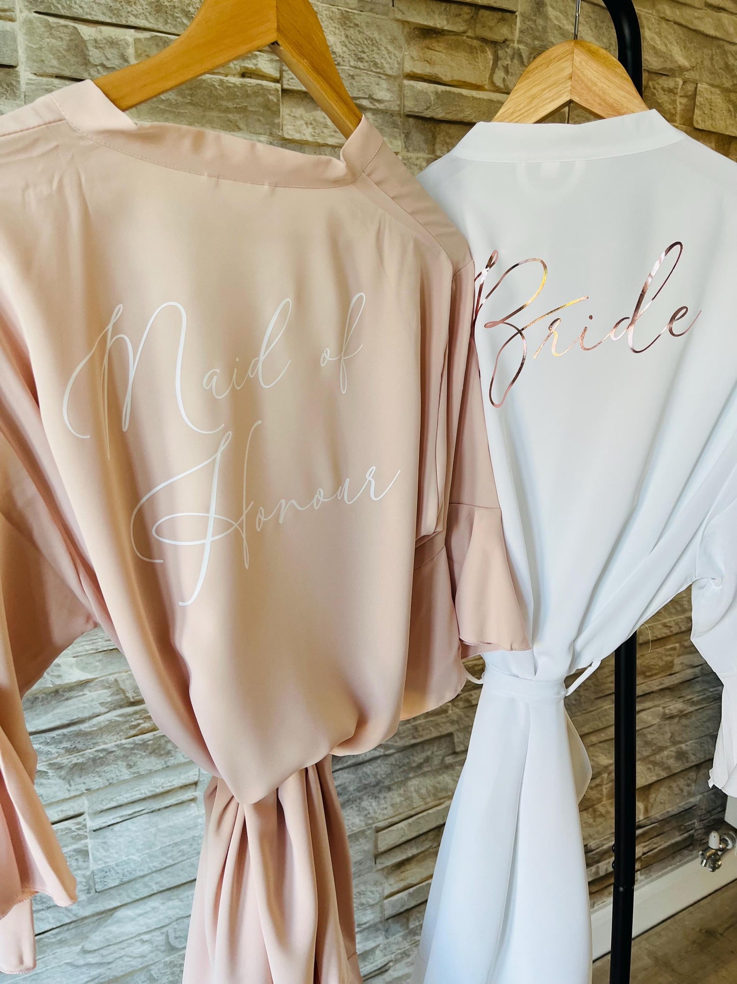 Blush Ruffle Satin Bridesmaid Robes