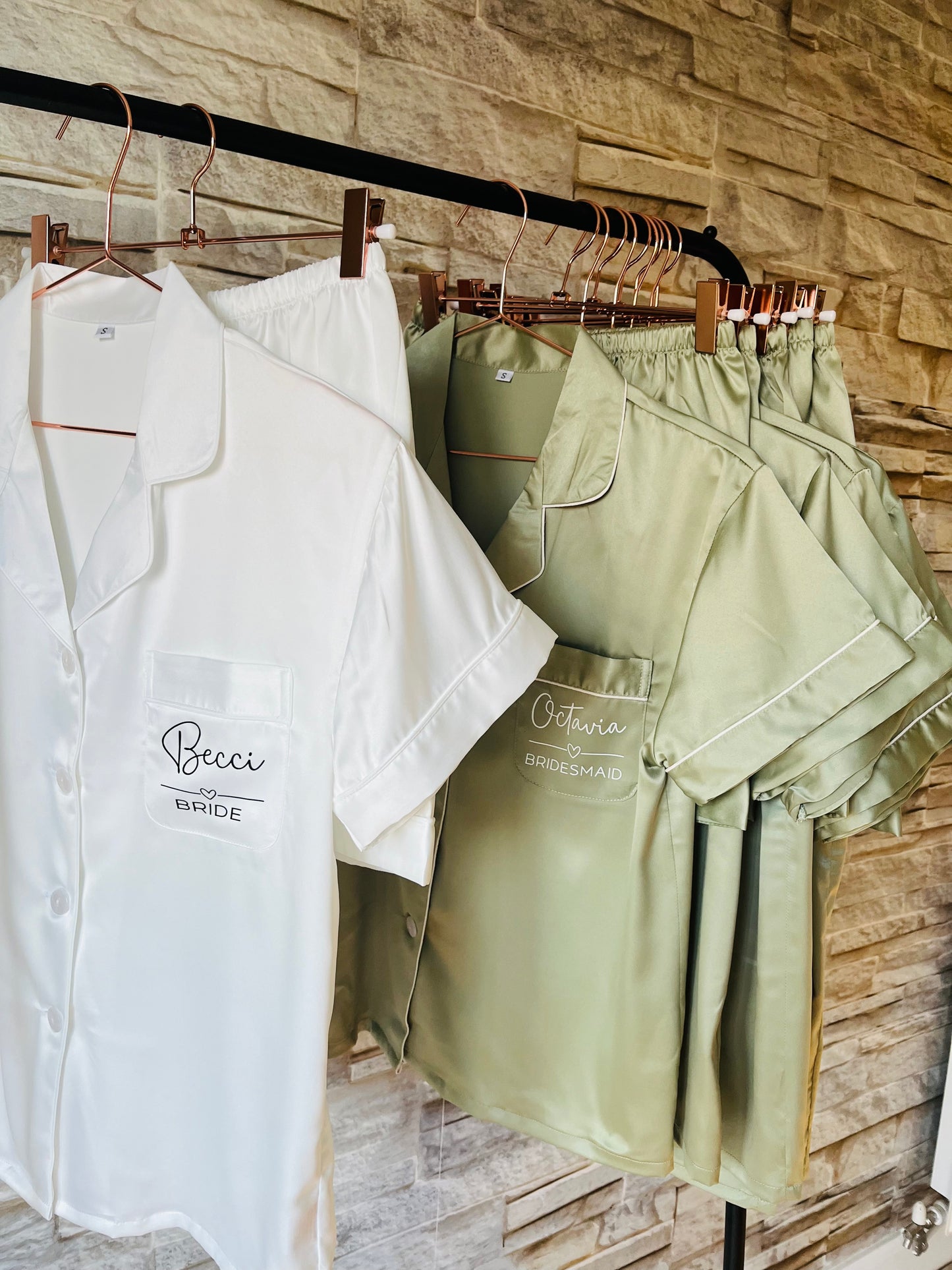 Bridesmaid Soft Satin Pjs - Text Design
