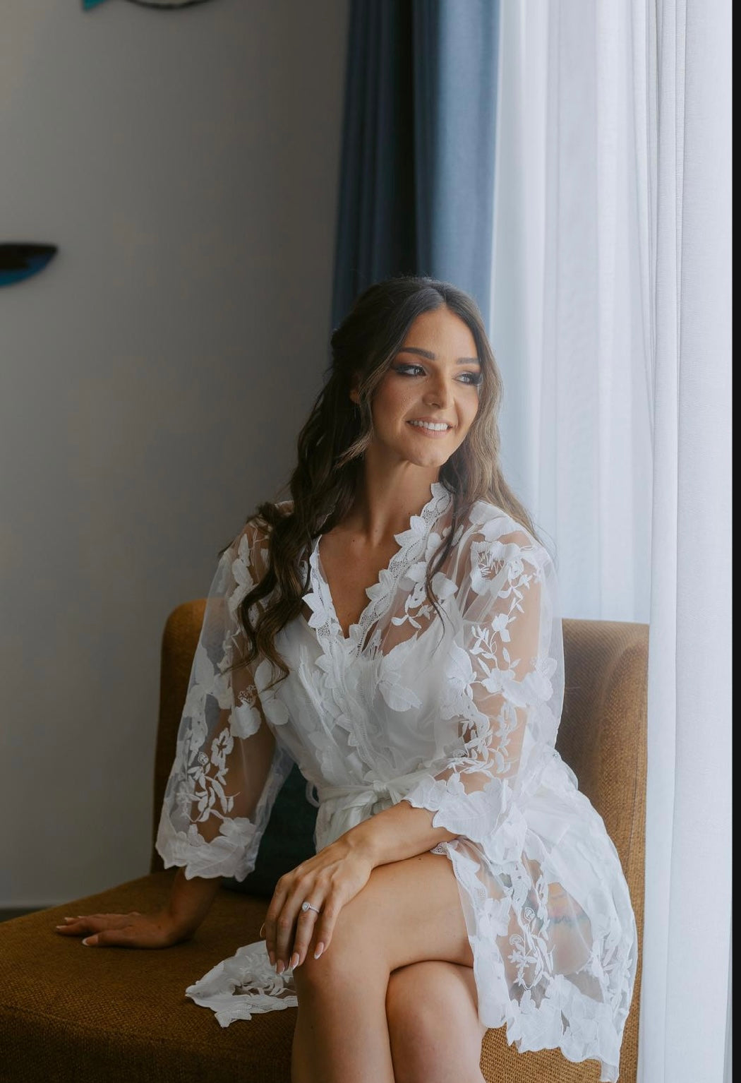 Personalised Lace Style Bride Robe - With Inner Soft Slip