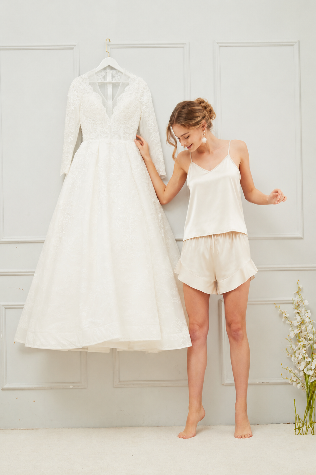 Bridesmaid Ruffle Cami Pjs - Pastel Initial Design