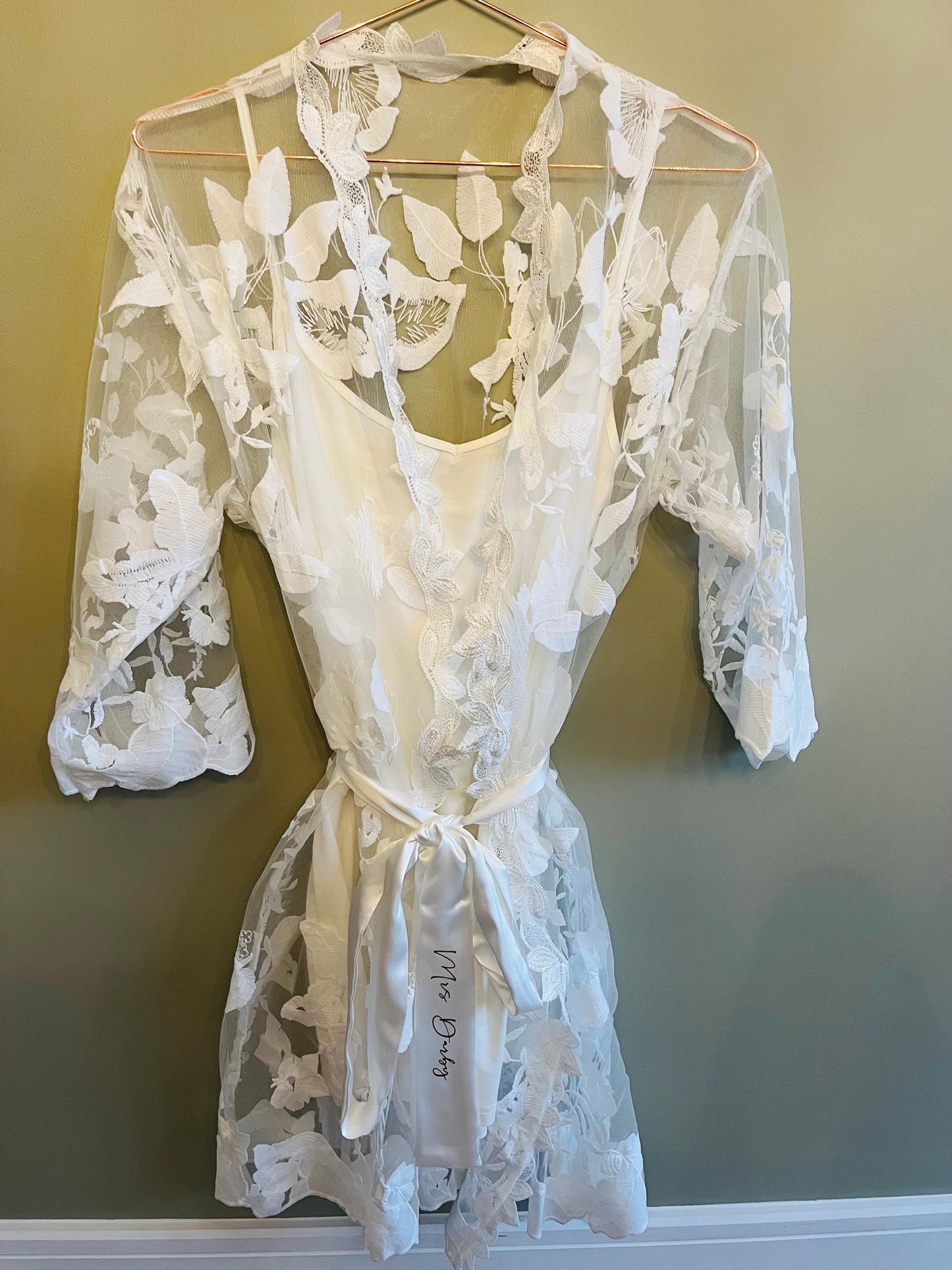Personalised Lace Bridal Robe - with Inner Slip