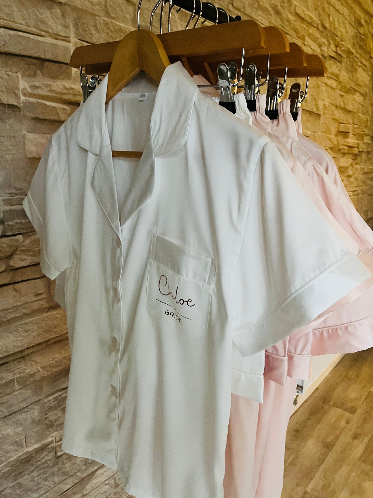 Bridesmaid Soft Satin Pjs - Text Design