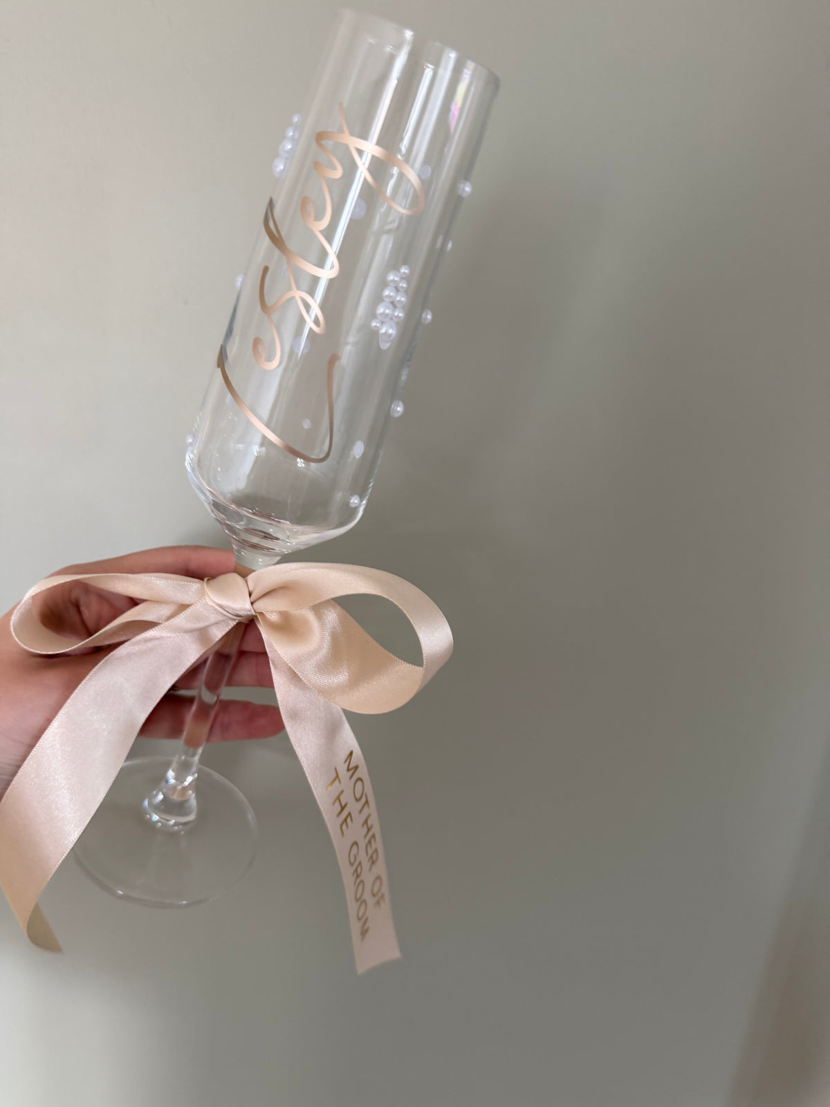 Personalised Bridesmaid Champagne Glass | Pearl Glass